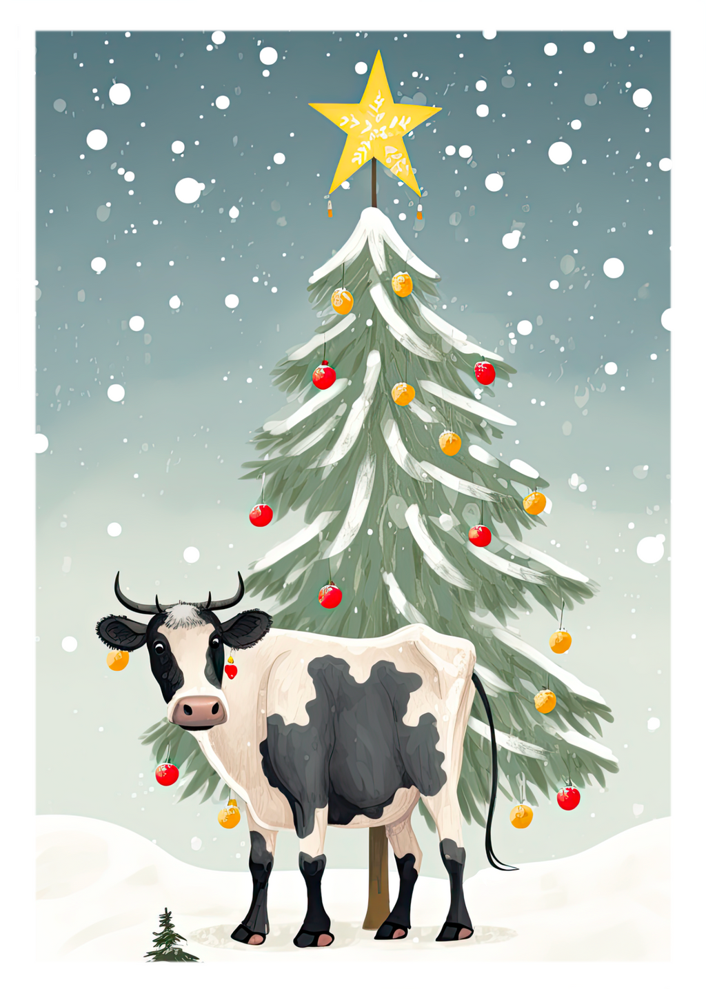 Udderly Joyful Christmas Cow Greeting Card