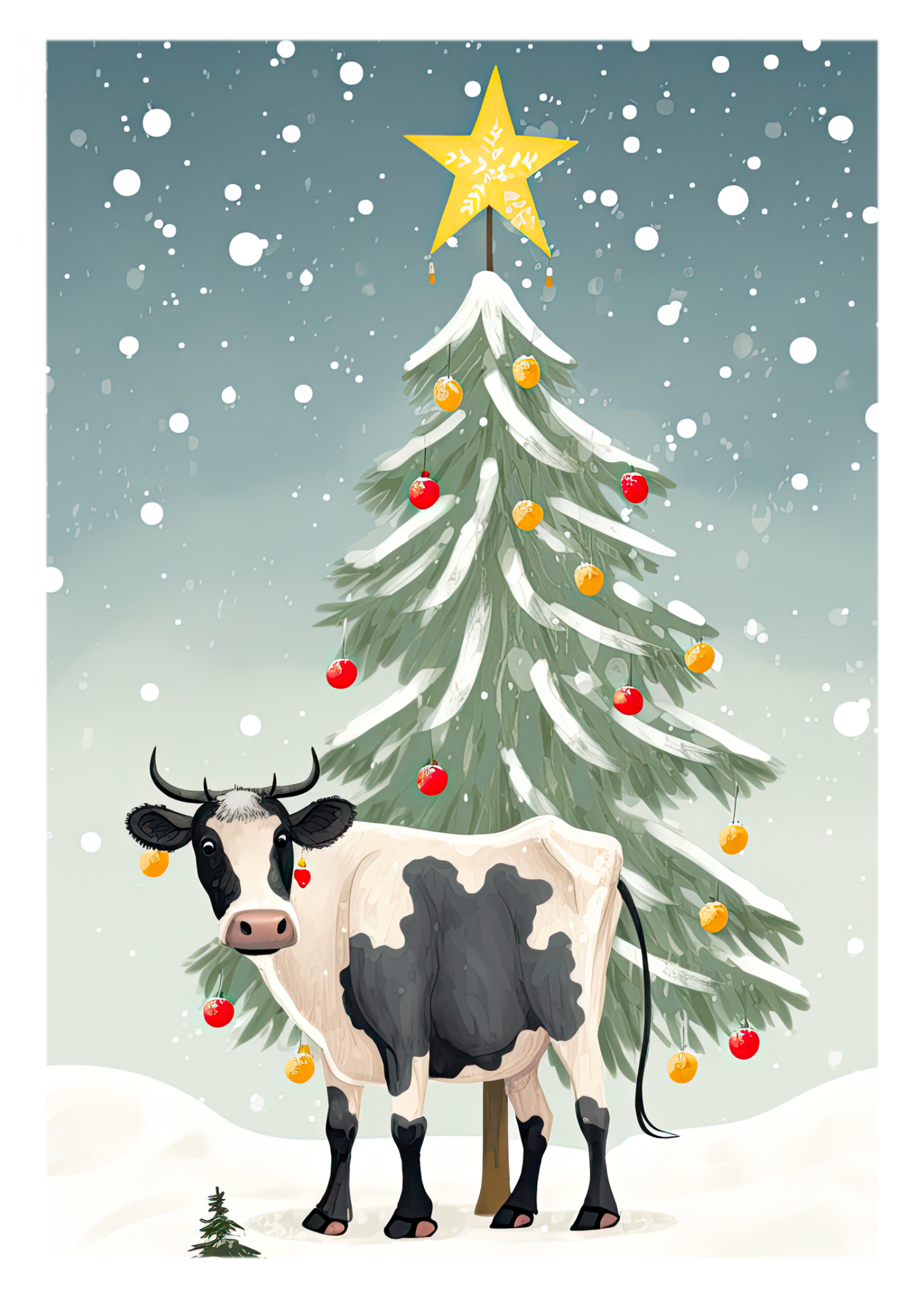 Udderly Joyful Christmas Cow Greeting Card
