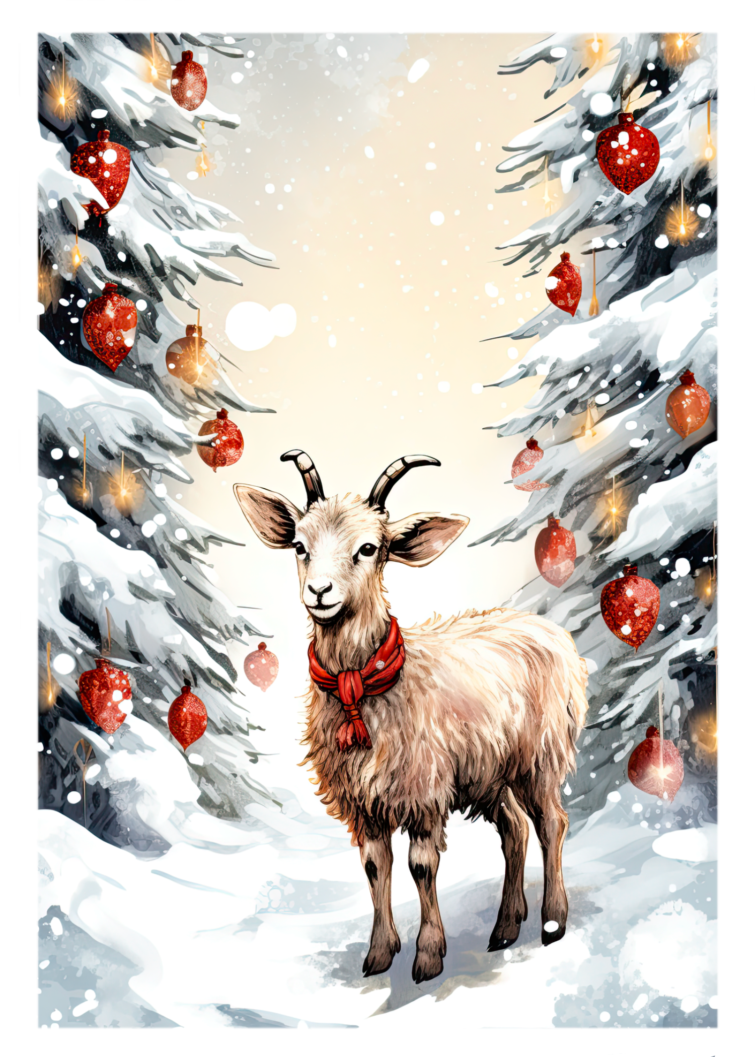 Goat-iful Holiday Wishes Christmas Greeting Card