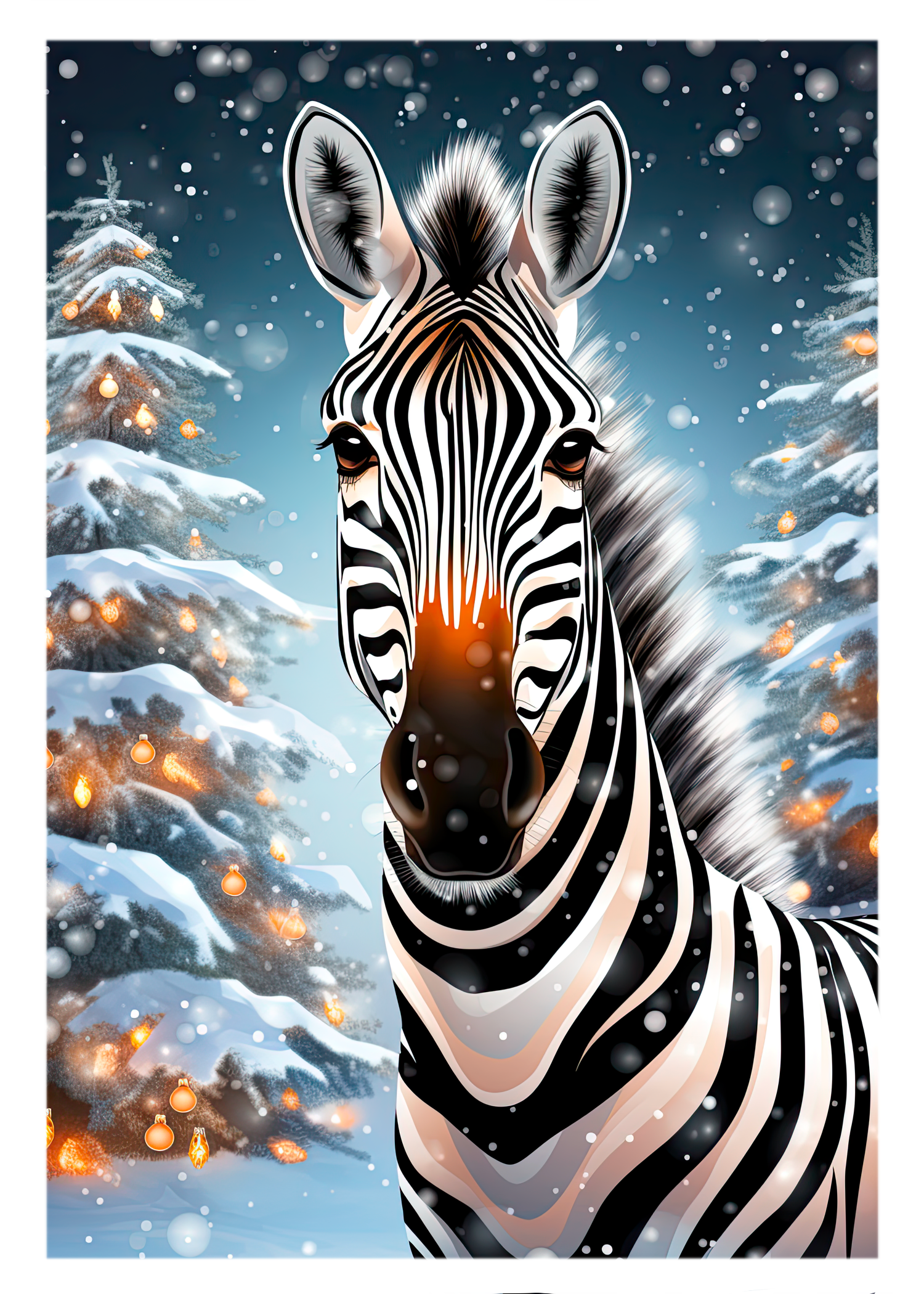 Stripe-tacular Zebra Christmas Holiday Greeting Card