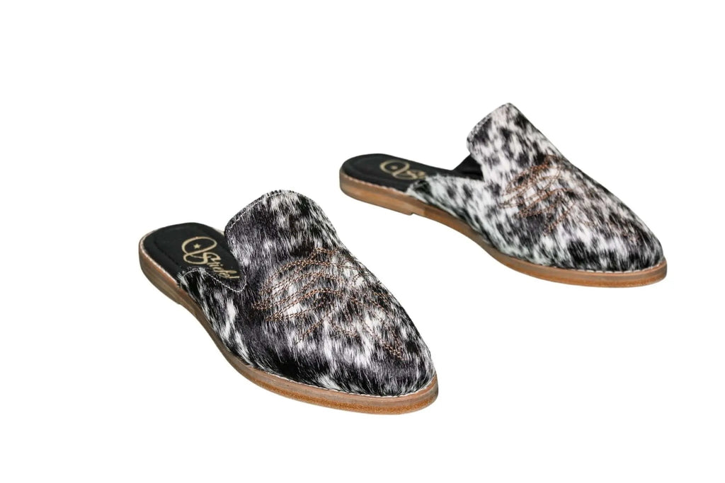 Abby Cowhide Mules – Size 6