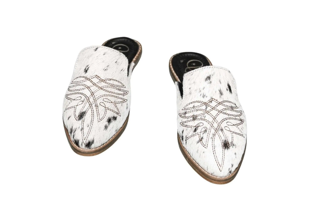 Abby Cowhide Mules – Size 6