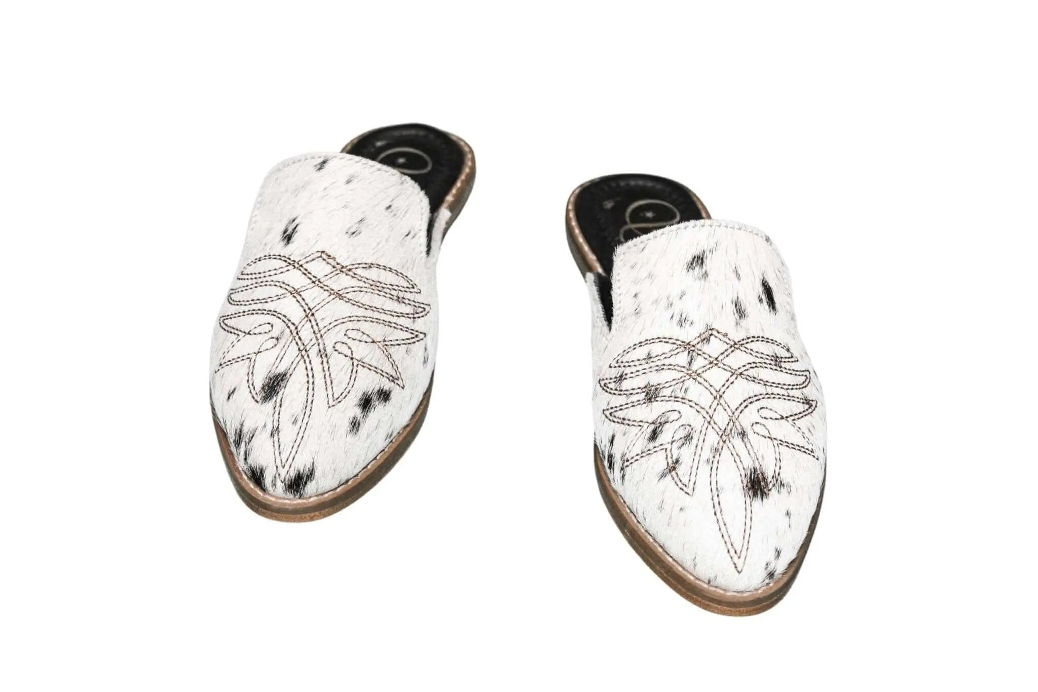 Abby Cowhide Mules – Size 6