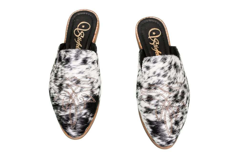 Abby Cowhide Mules – Size 6