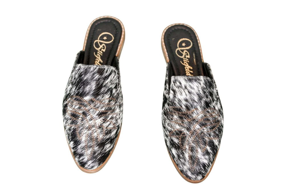Abby Cowhide Mules – Size 6
