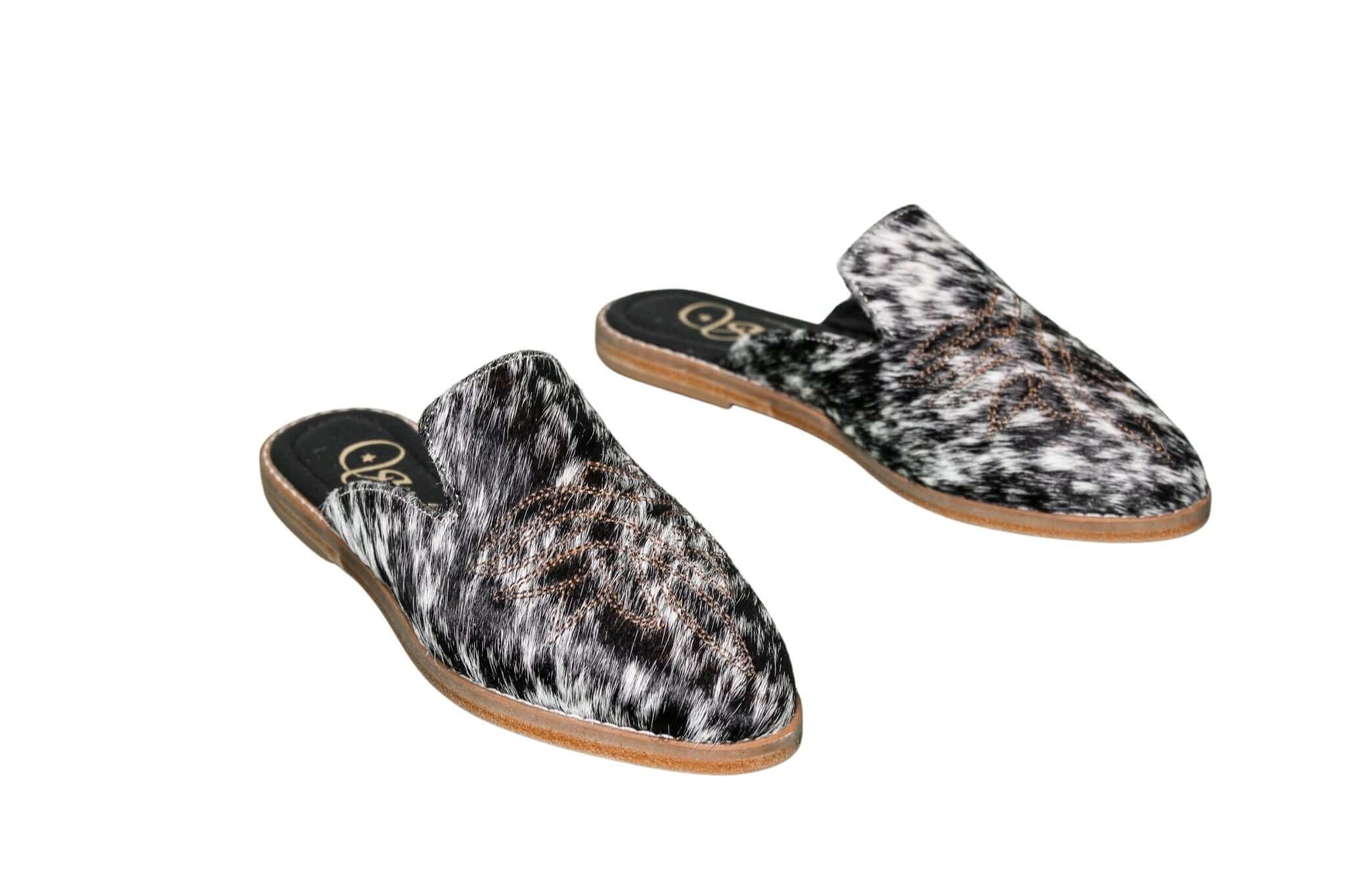 Abby Cowhide Mules – Size 6