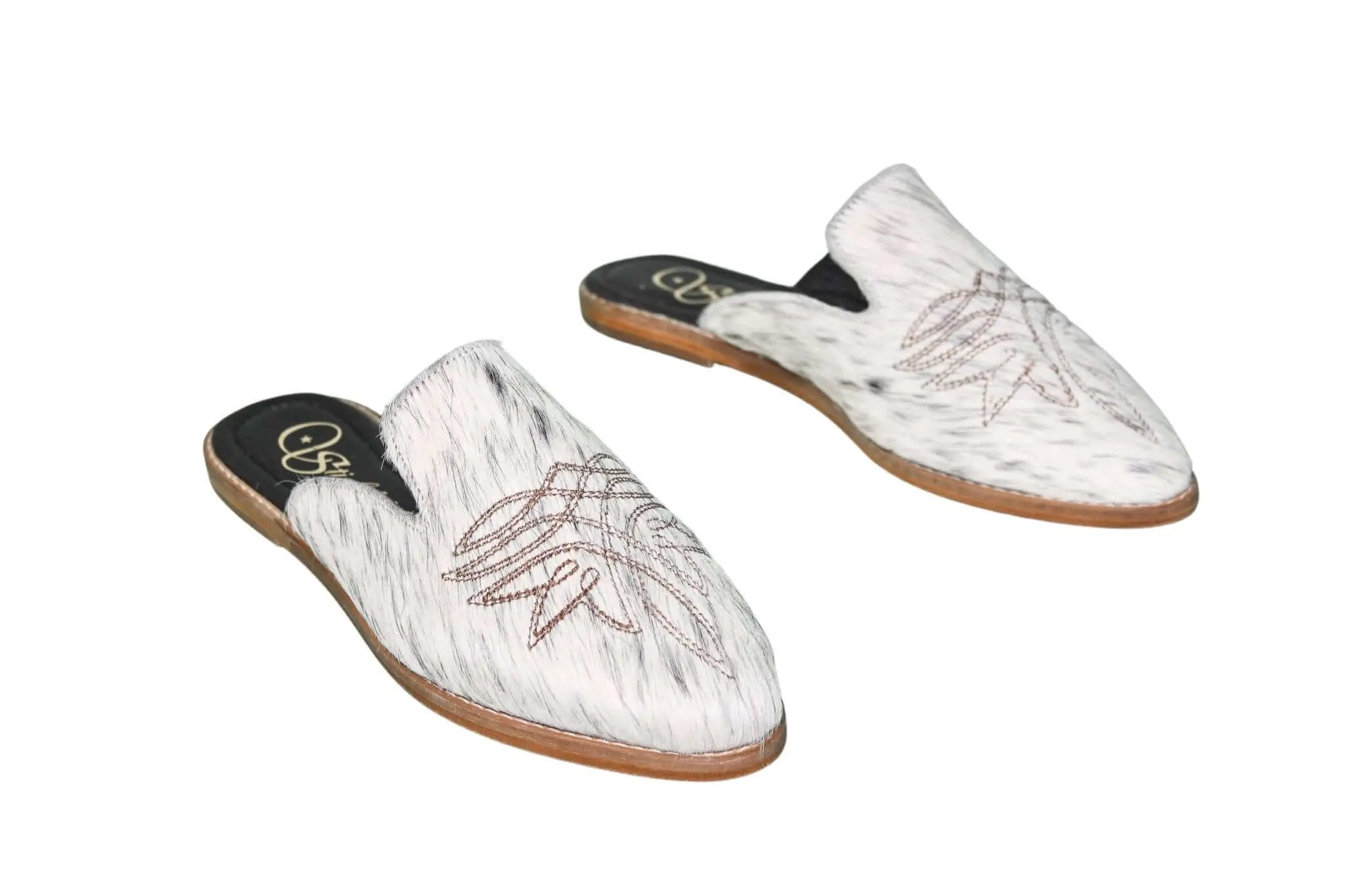 Abby Cowhide Mules – Size 8