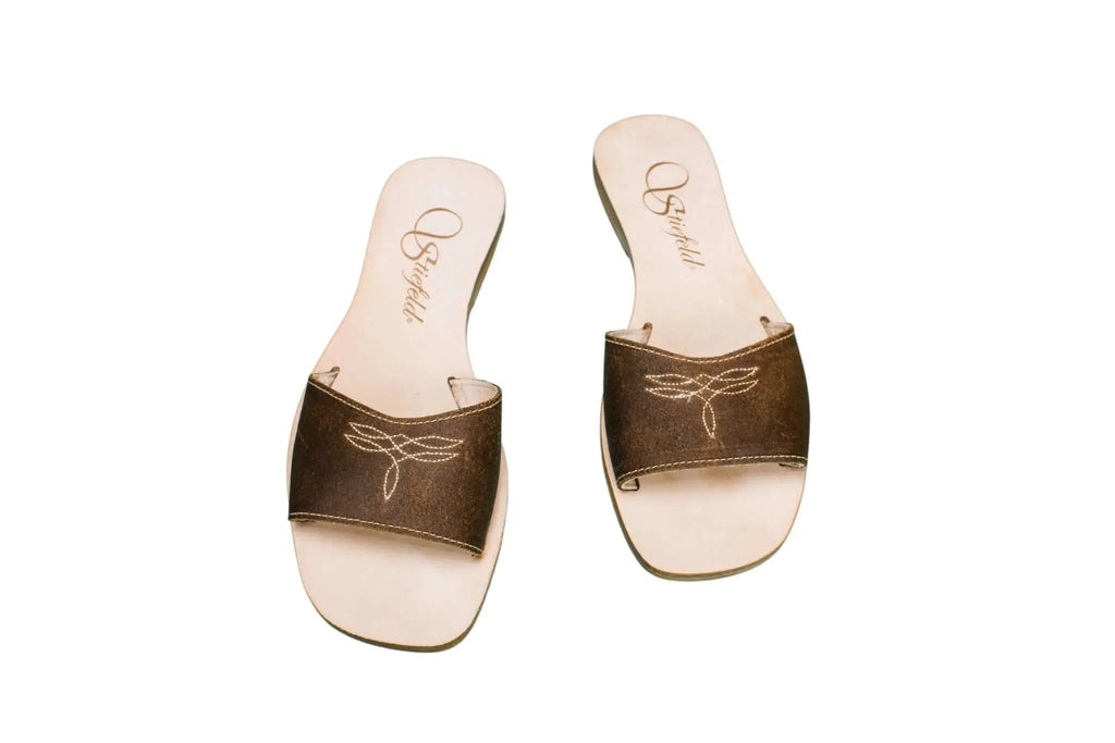 Agnes Brown Slide Sandals