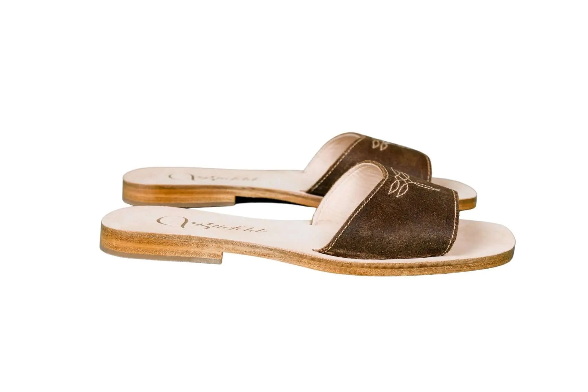 Agnes Brown Slide Sandals
