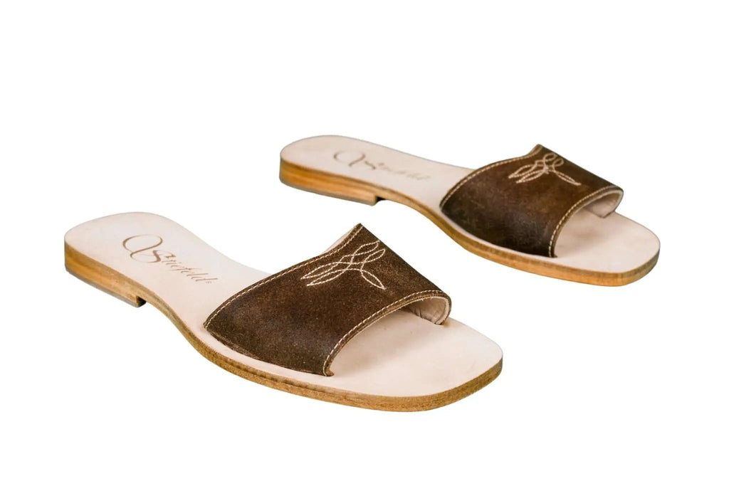Agnes Brown Slide Sandals