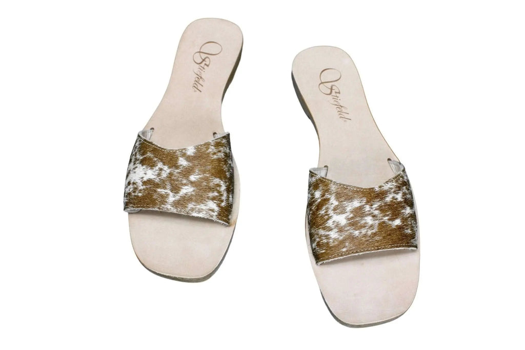 Agnes Cowhide Slide Sandals – Size 10