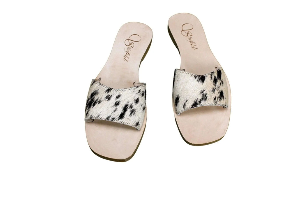 Agnes Cowhide Slide Sandals – Size 9