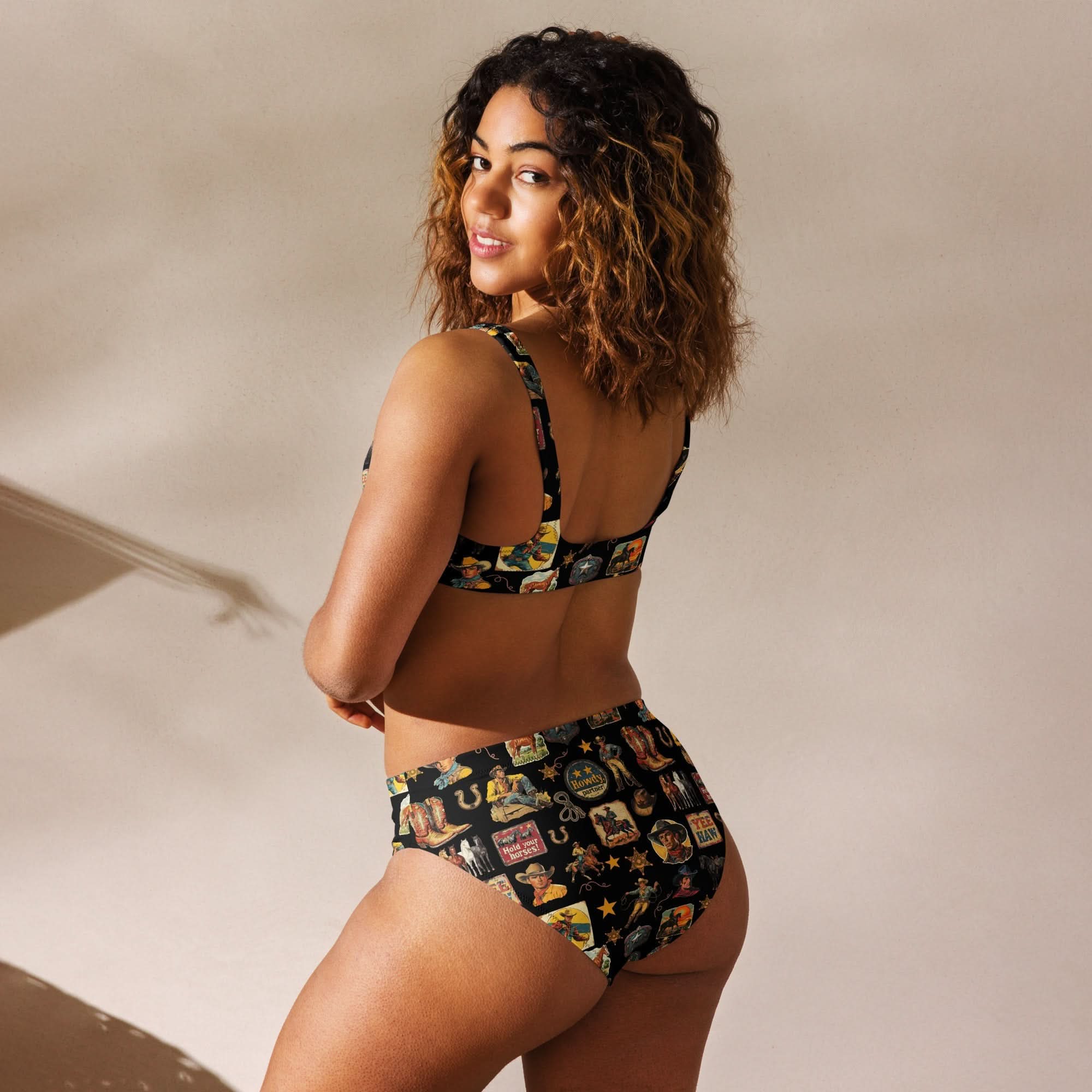 Yeehaw Vintage Cowboy Collage Bikini