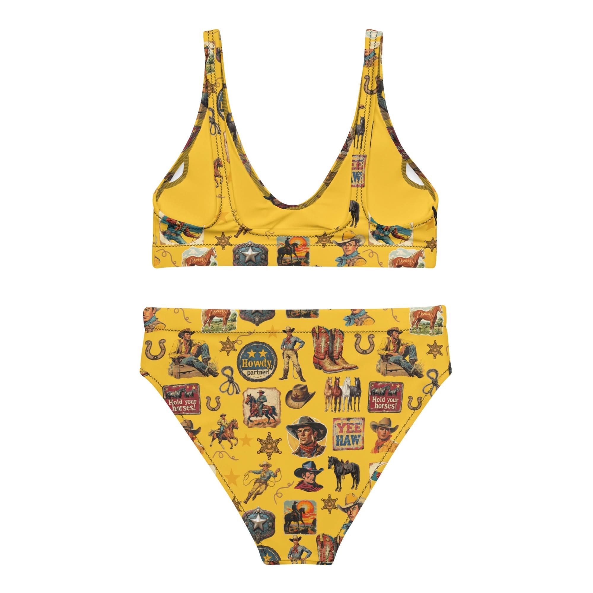 Yeehaw Vintage Cowboy Collage Mustard Bikini