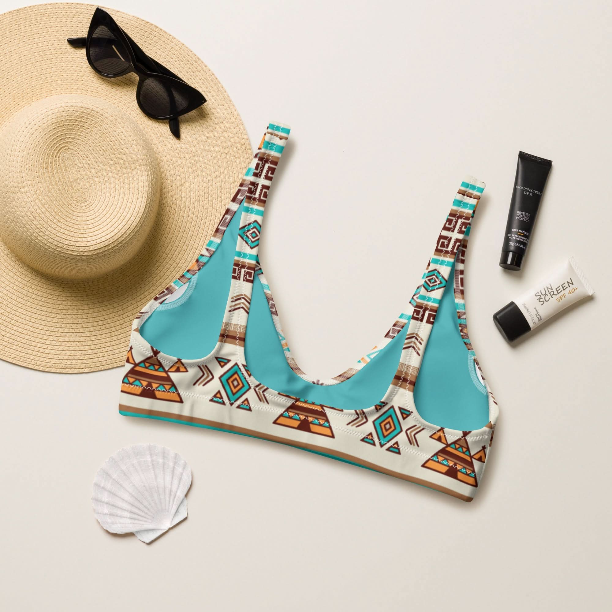 Yeehaw Turquoise Teepee Bikini Top