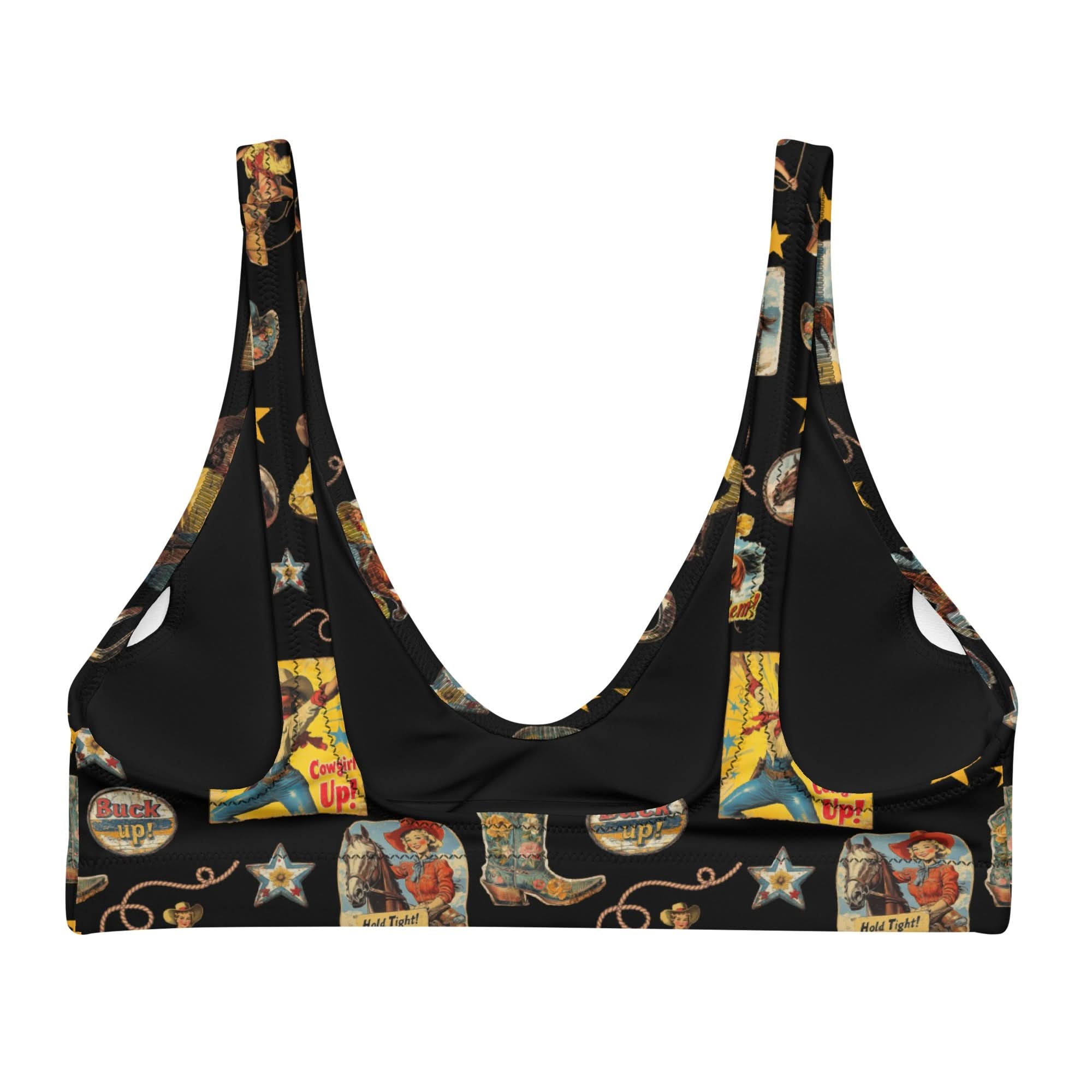 Yeehaw Vintage Cowgirl Collage Bikini Top