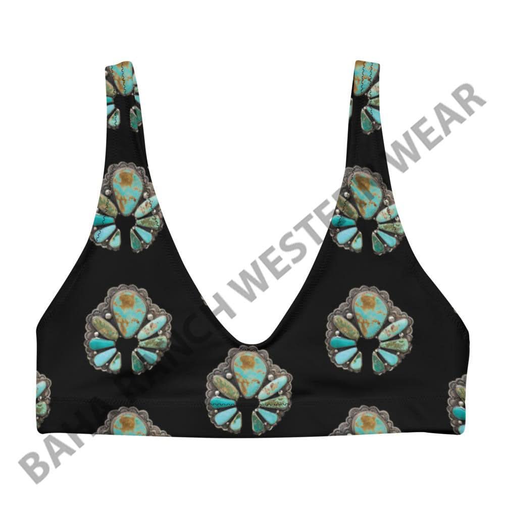 Yeehaw Black Turquoise Naja Bikini Top