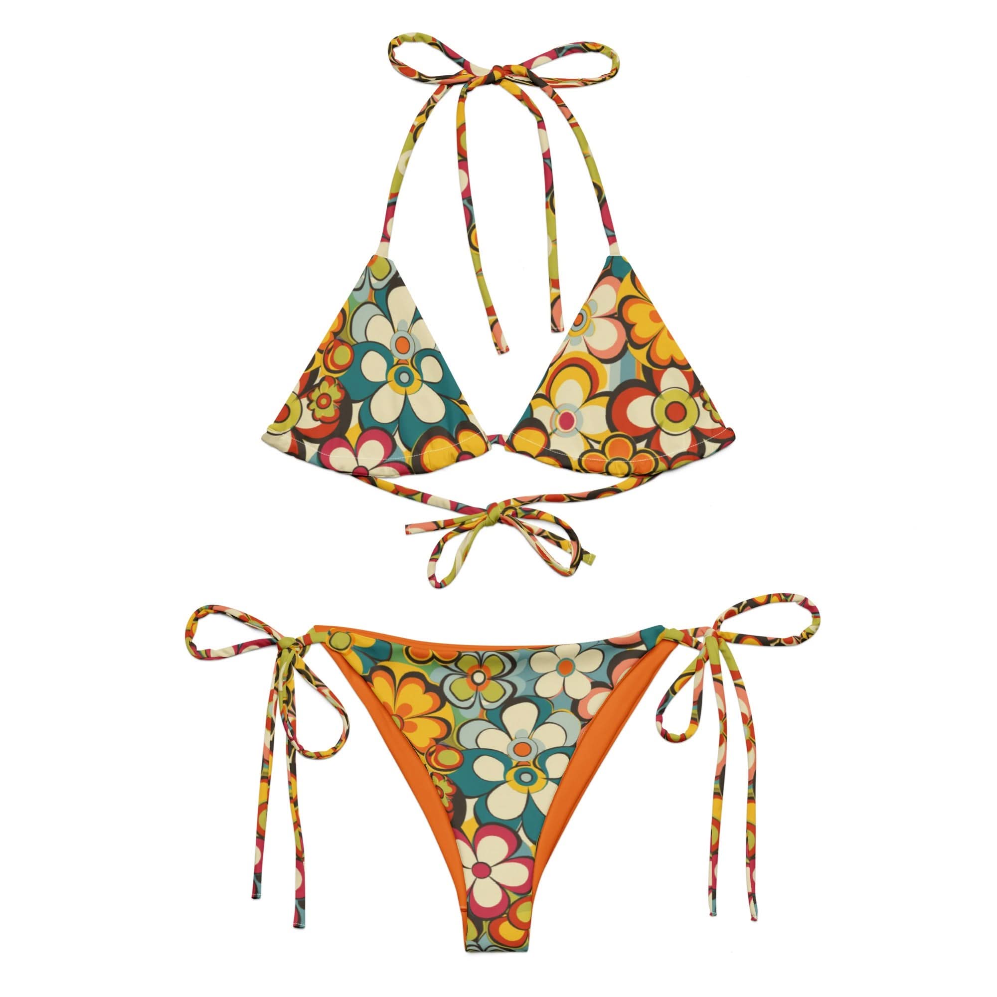 Yeehaw Woodstock Retro Floral String Bikini