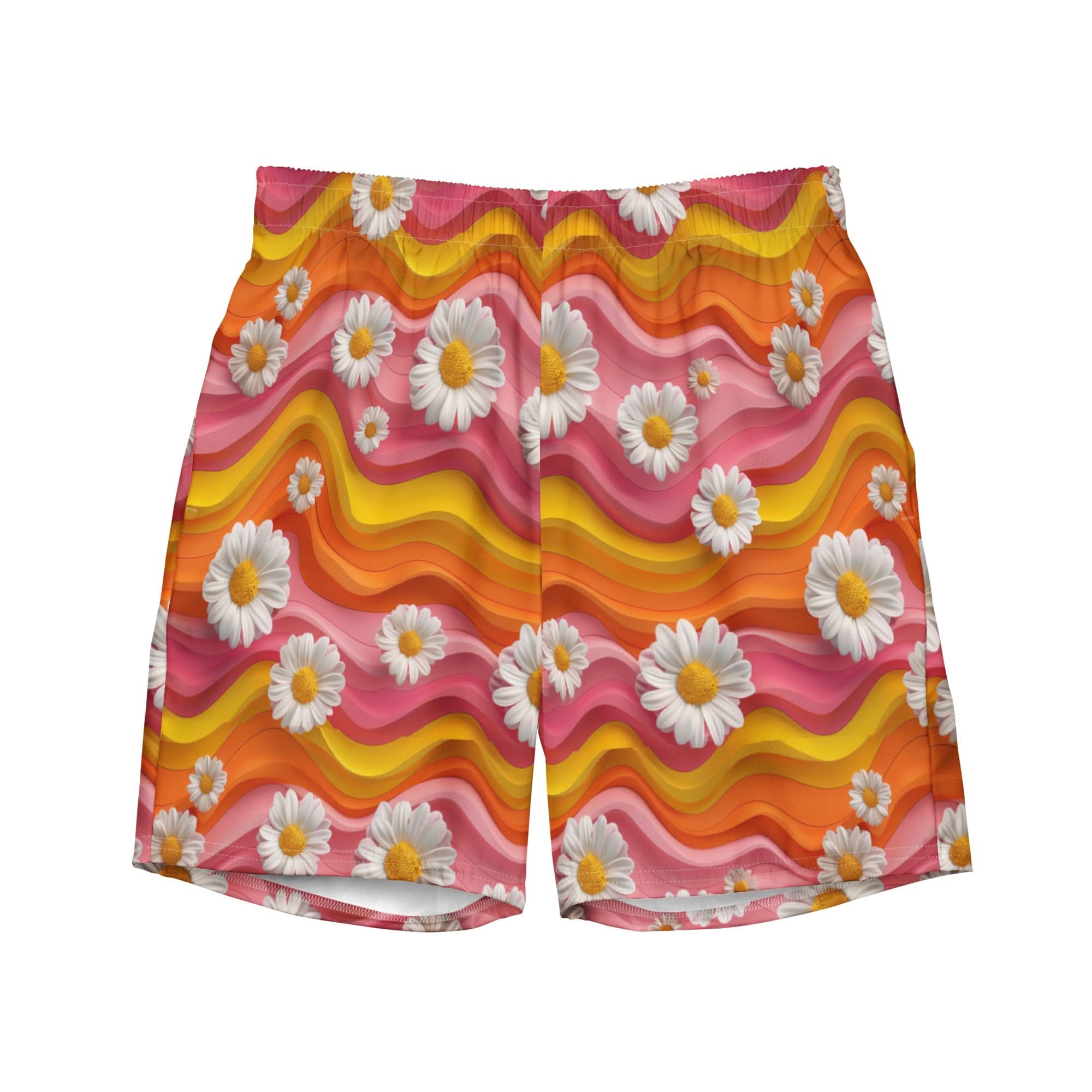 Yeehaw Groovy Floral Men's Swim Trunks