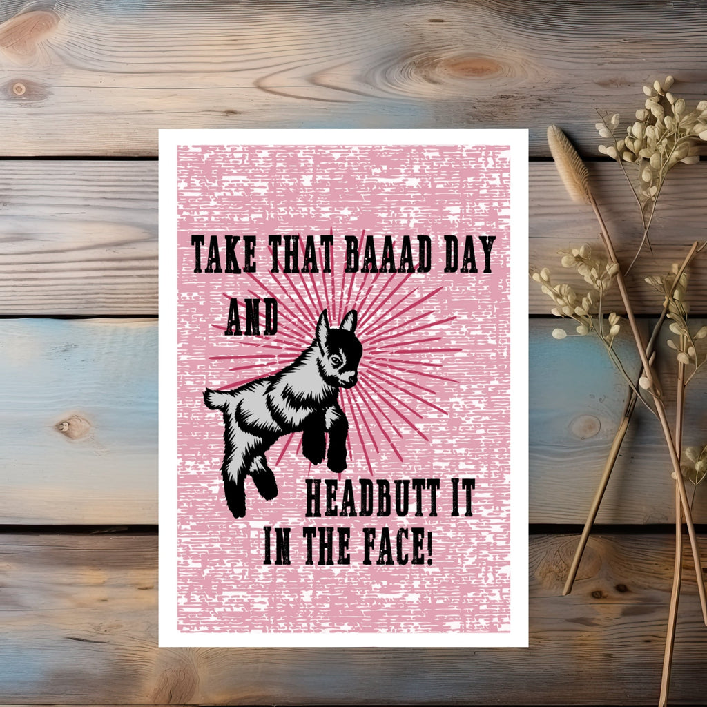 Baad Day Goat Farm Animal Greeting Card, Goat Birthday Card