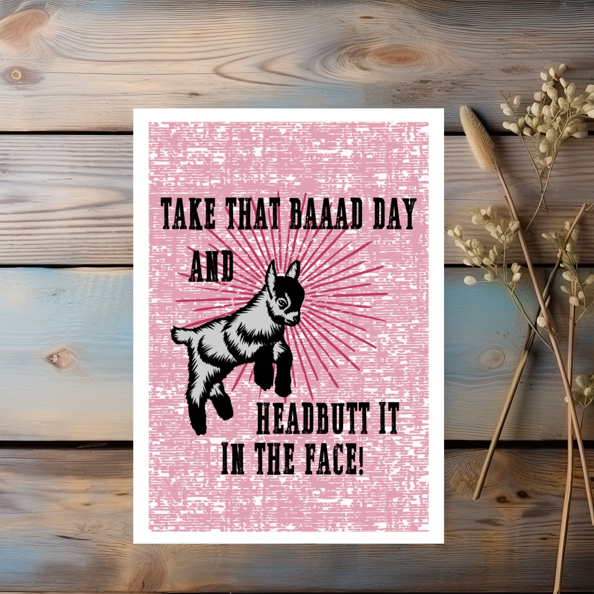 Baad Day Goat Farm Animal Greeting Card, Goat Birthday Card