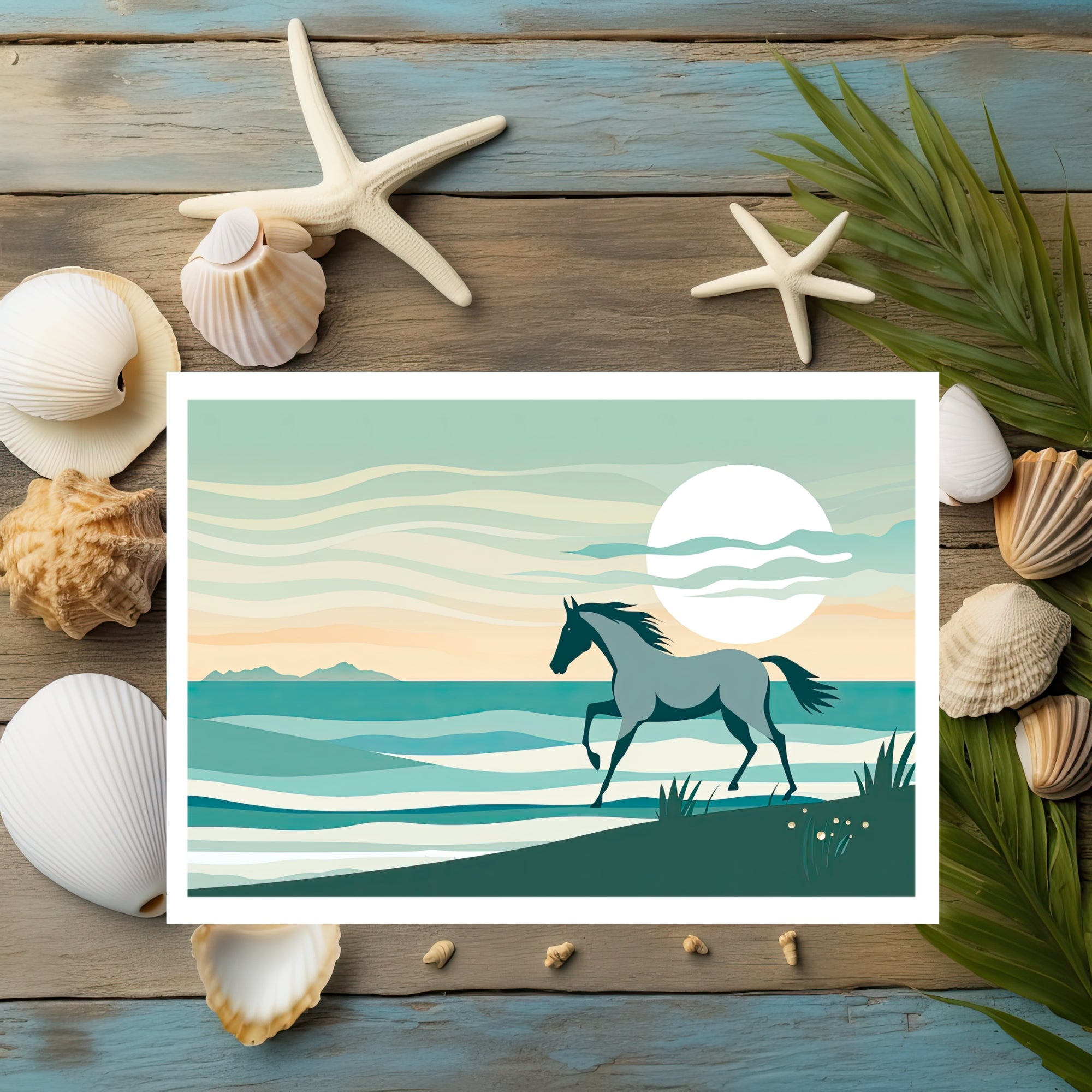 Beach Day Equestrian Greeting Card
