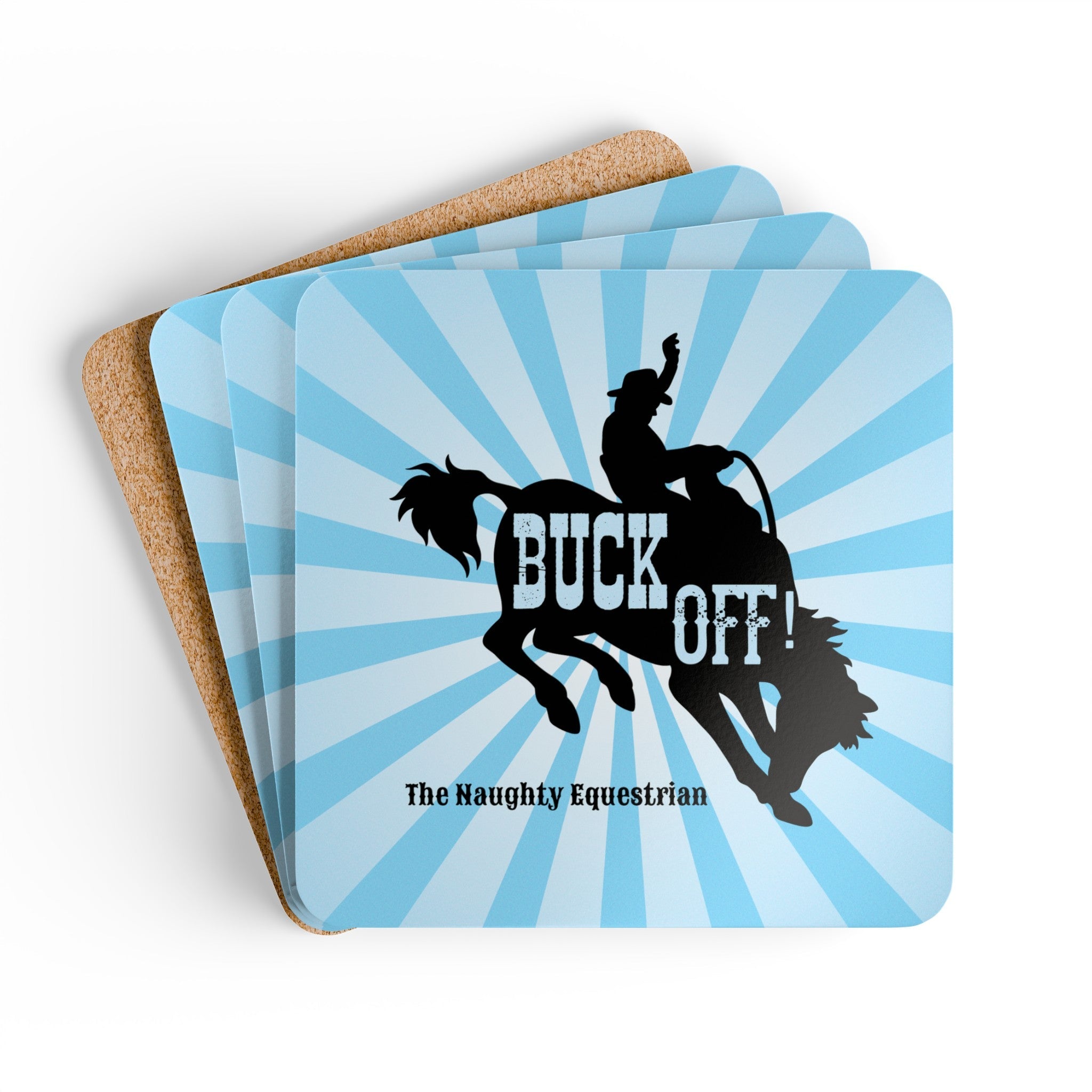 Blue Retro Buck Off Rodeo Coaster Set