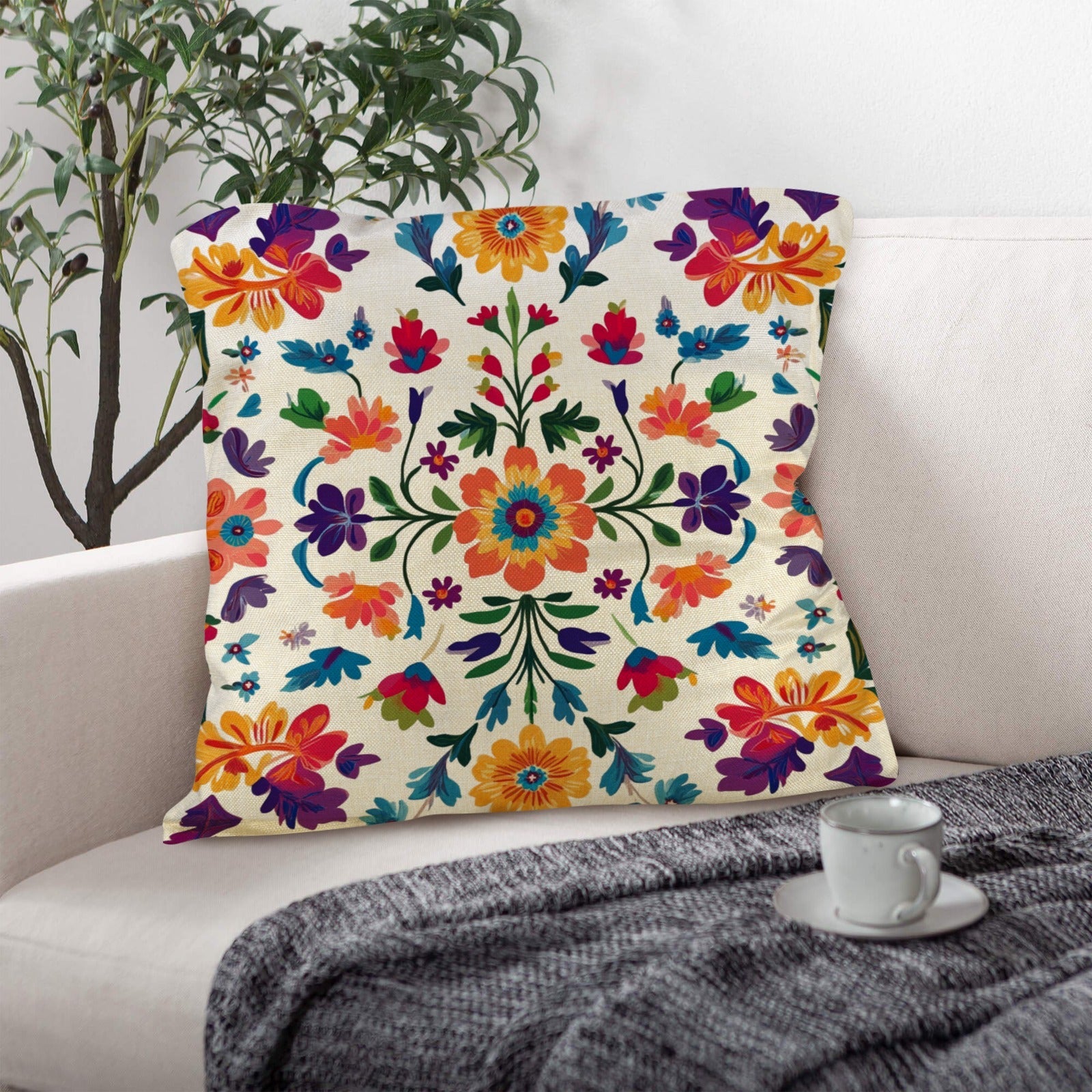 Colores de Mexico Floral Pillow Case Custom Pillow Case Made in America
