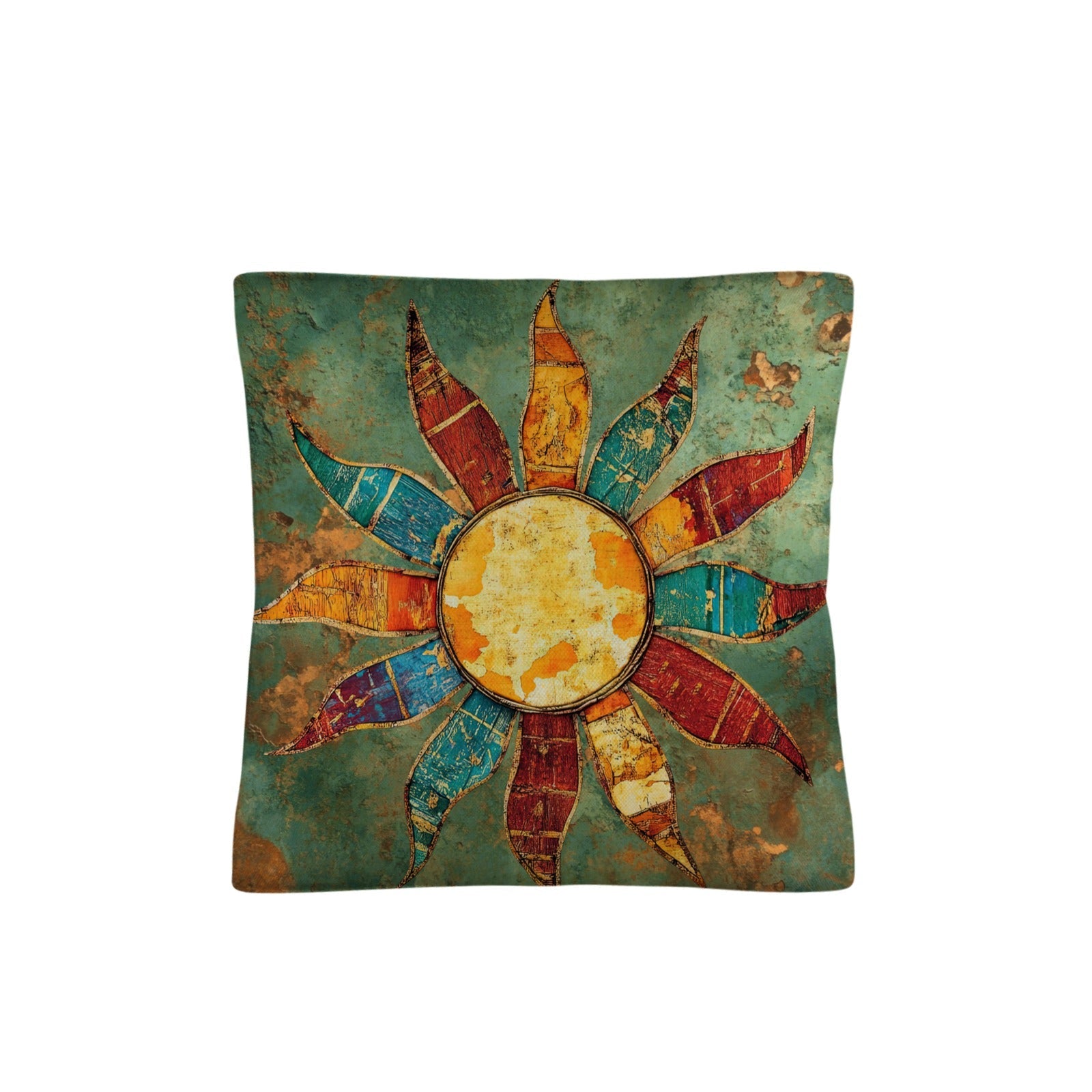 Colores de Mexico Sun Face Throw Pillow Case Made in America