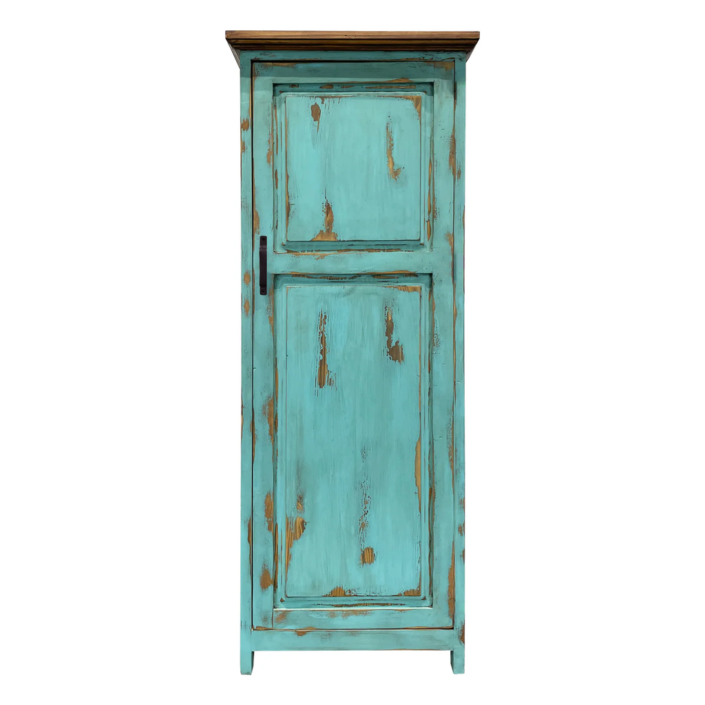 Small Rustic Cabinet for storage in Oldie Turquoise