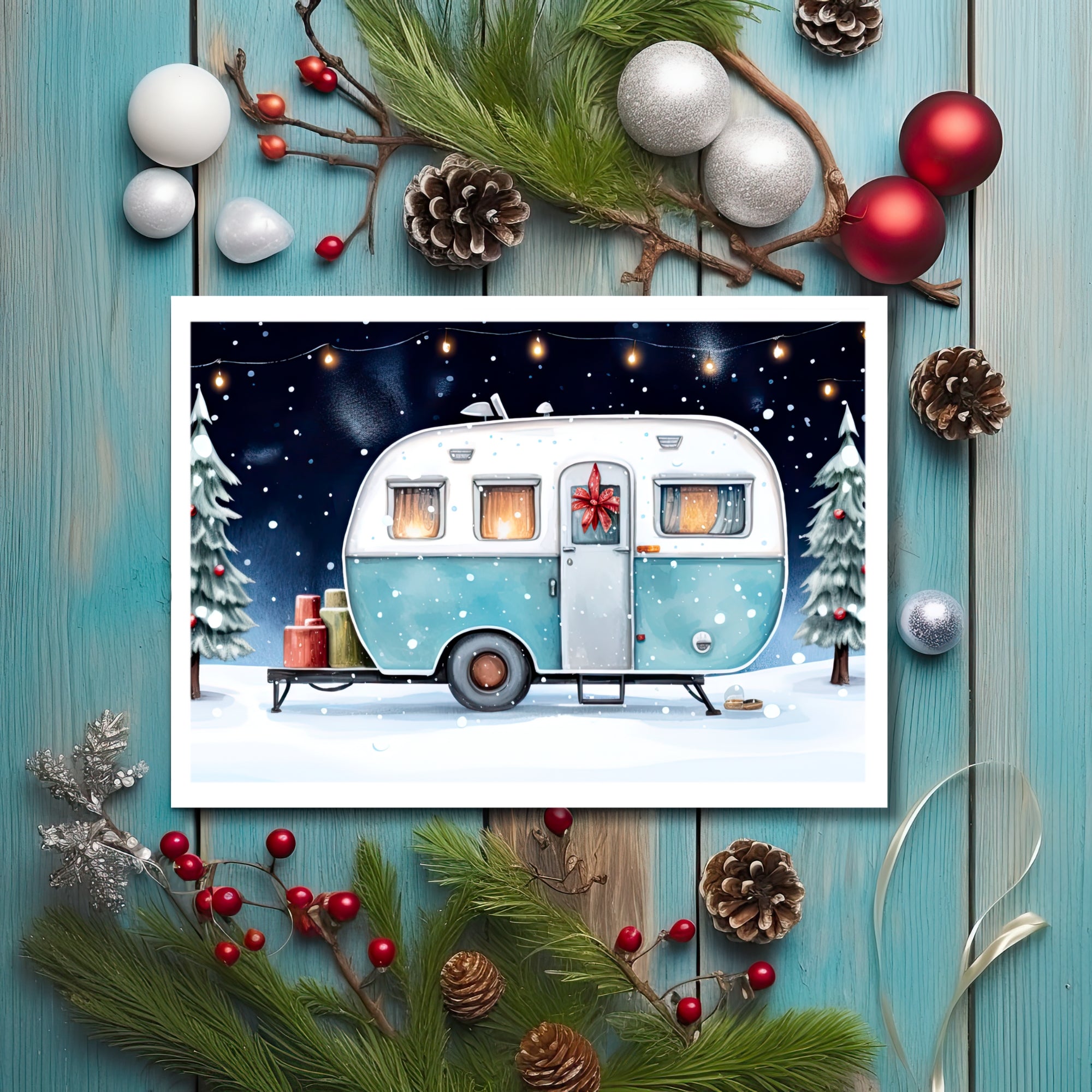 Cozy Camper Christmas Holiday Greeting Card