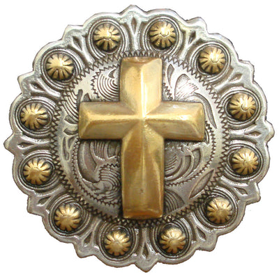 AJ Tack Gold Cross Berry Concho