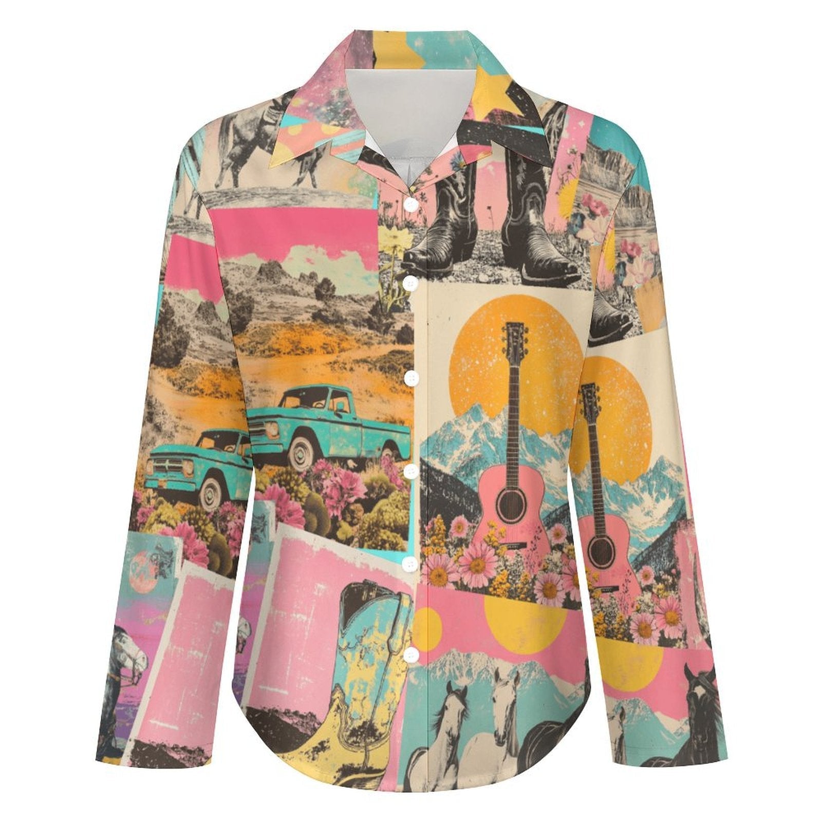 Baha Ranch Dreamgirl Retro Pop Western Vintage Button Up Women's Shirt