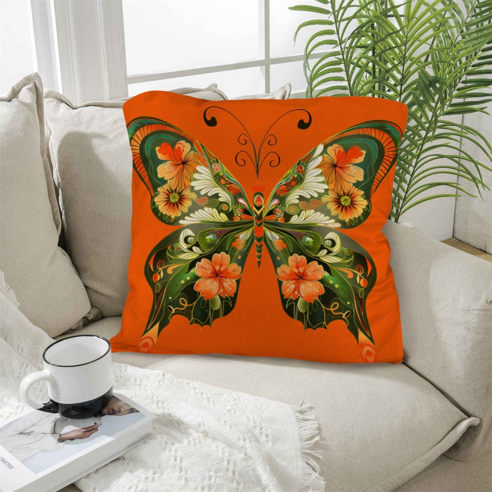 Retro Floral Butterfly Pillow Case Made in America