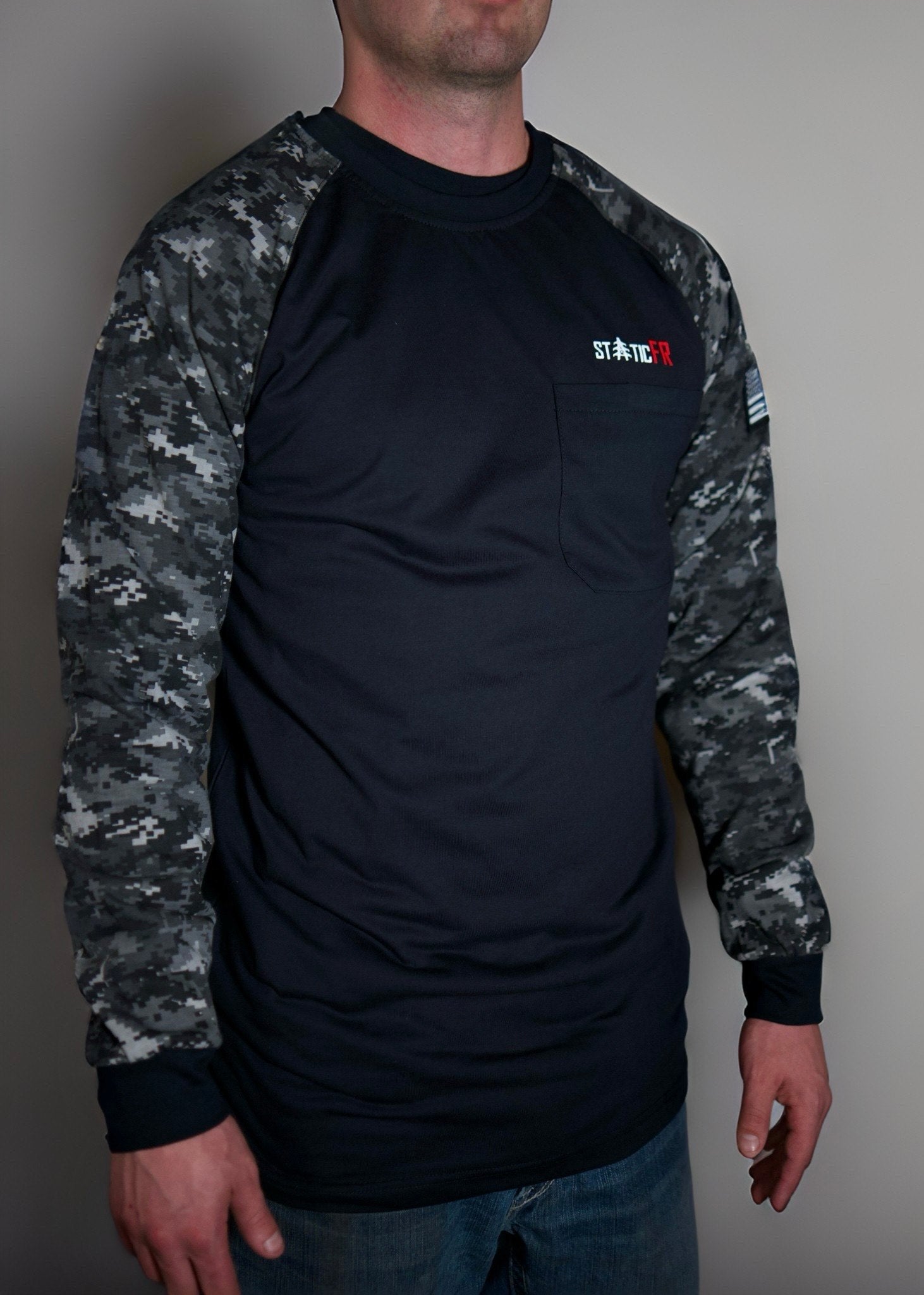 FR Digital Camo Men's Work Shirt - Black/Gray