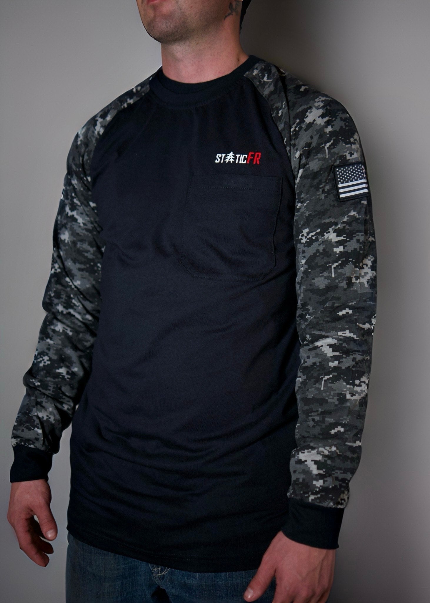 FR Digital Camo Men's Work Shirt - Black/Gray