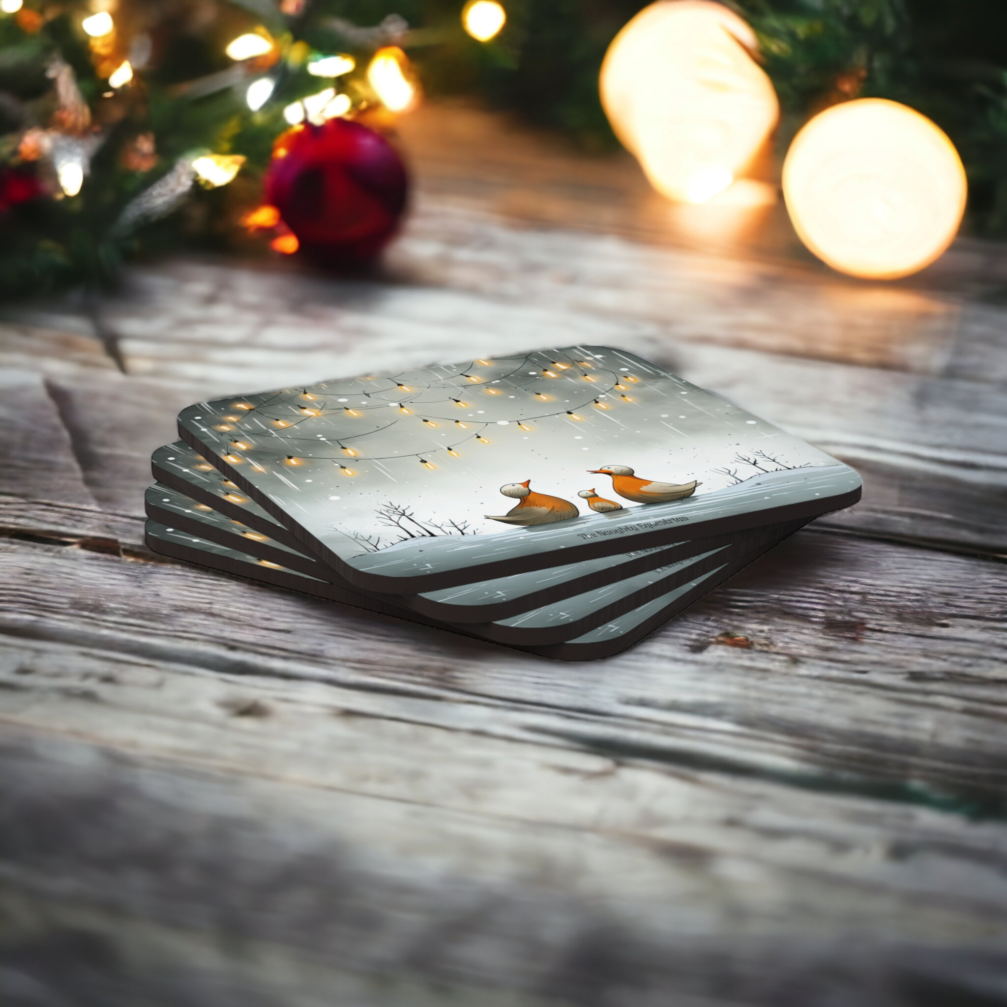 Ducks Holiday Christmas Coaster Set