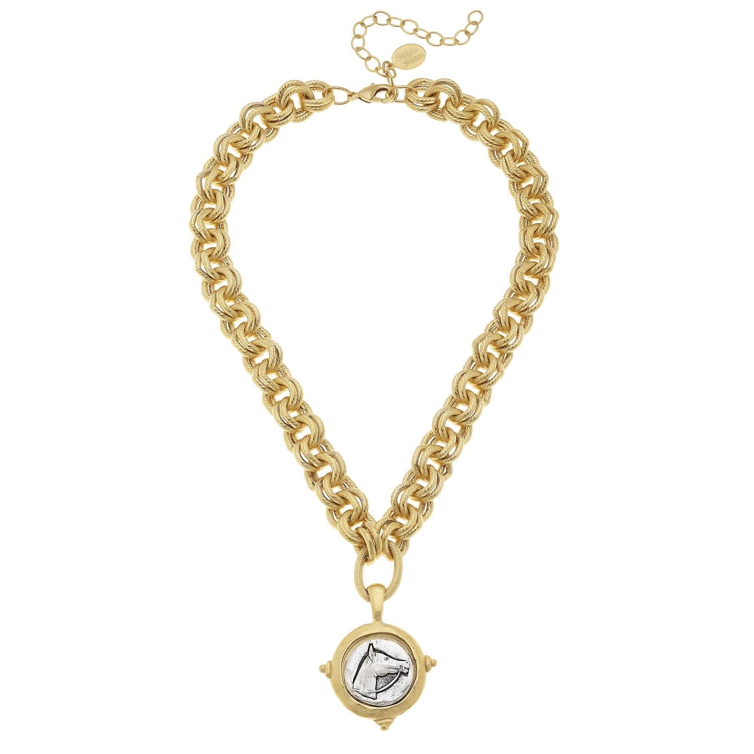 Susan Shaw - Gold and Silver Intaglio Horse Necklace