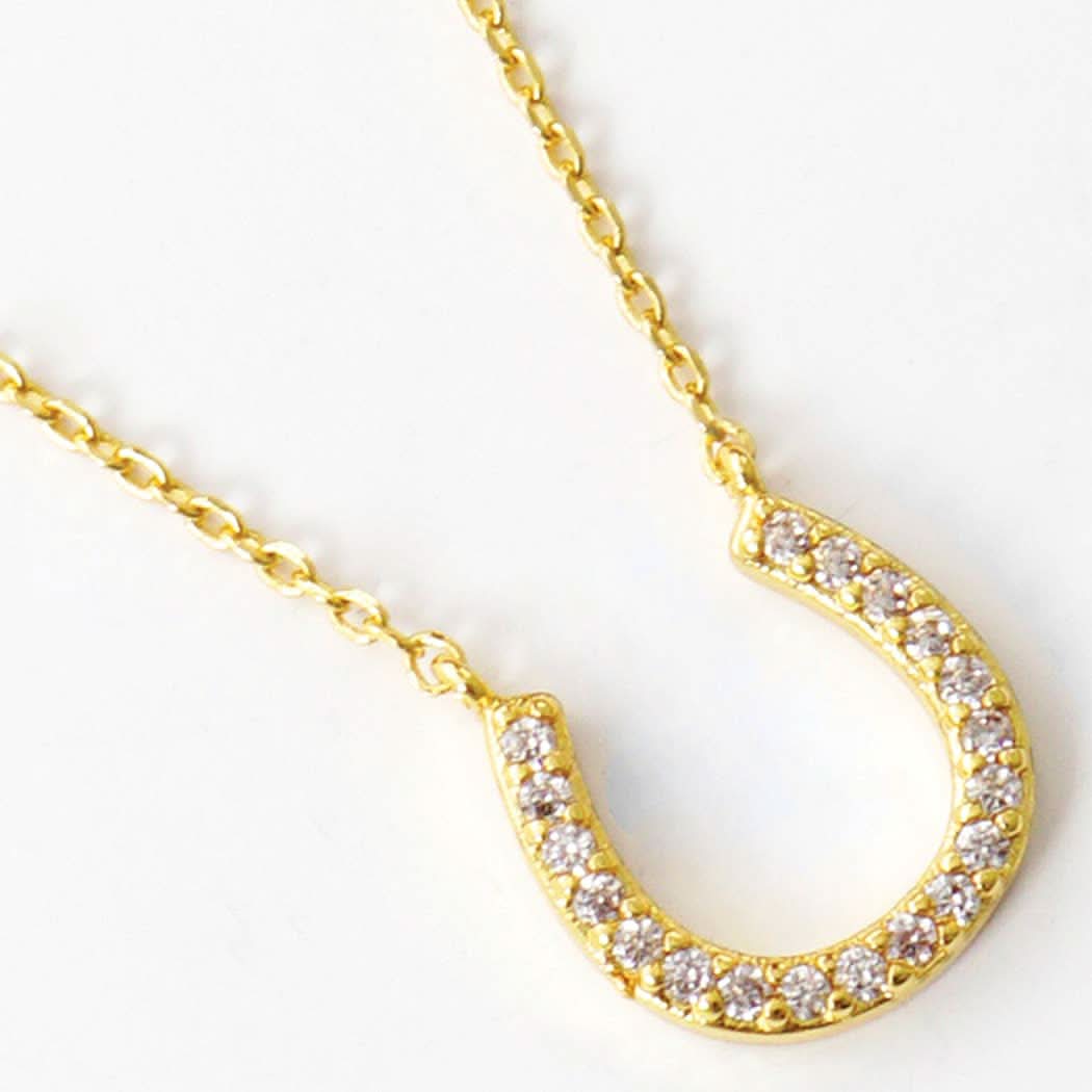 CZ Gold-Dipped Horseshoe Necklace