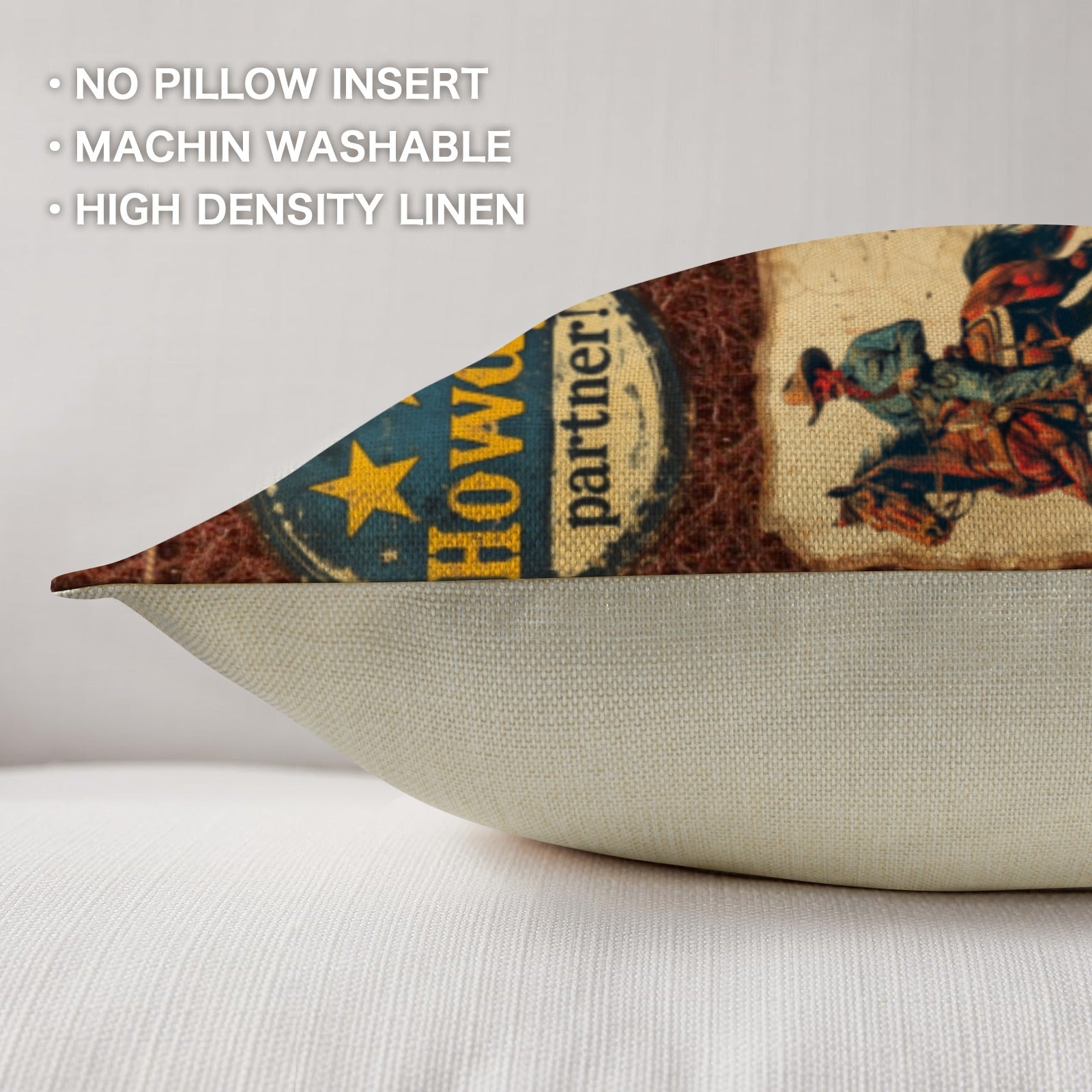 Vintage Cowboy Collage Western Throw Pillow Case Made in America