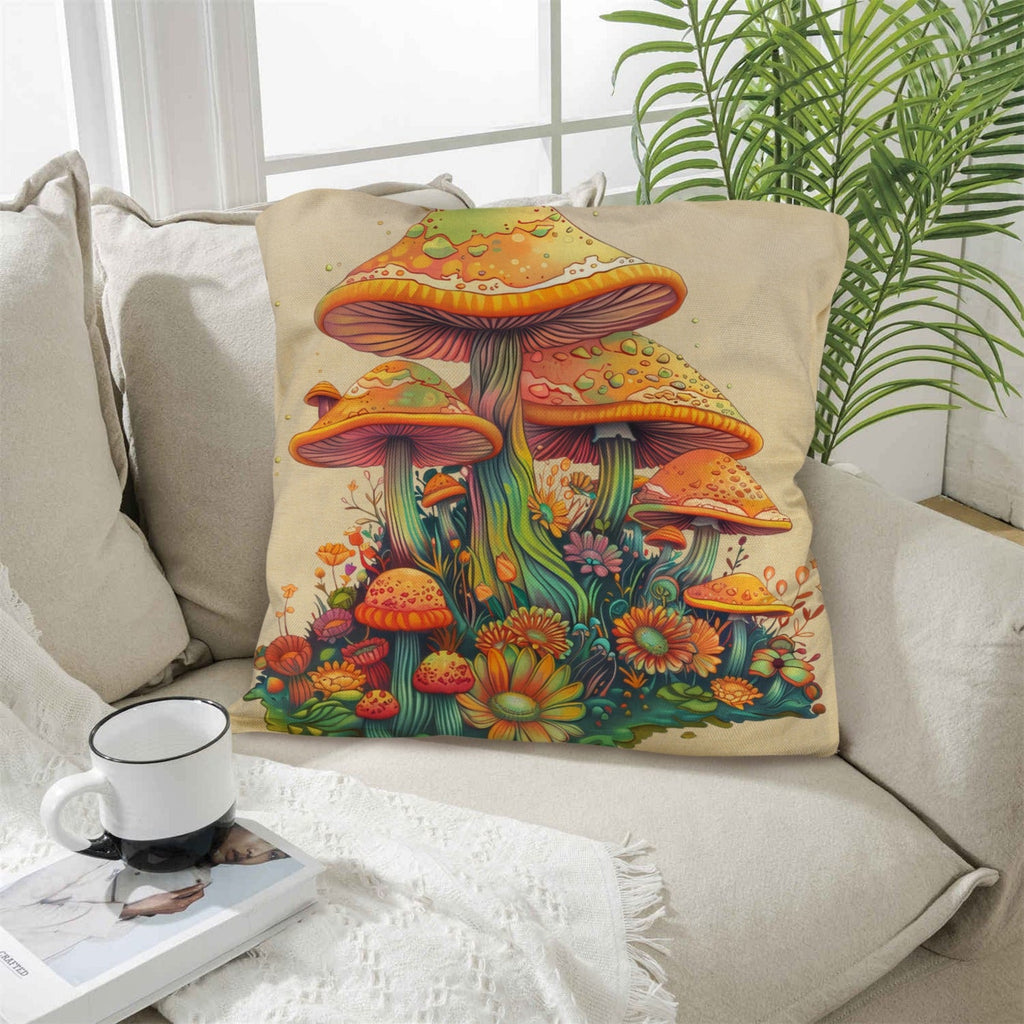 Retro Mushrooms Pillow Case Made in America