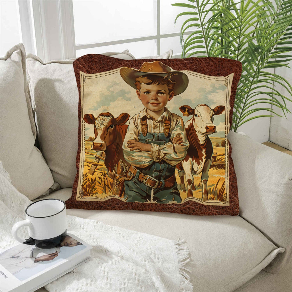 Vintage Cowboy Pillow Case Made in America