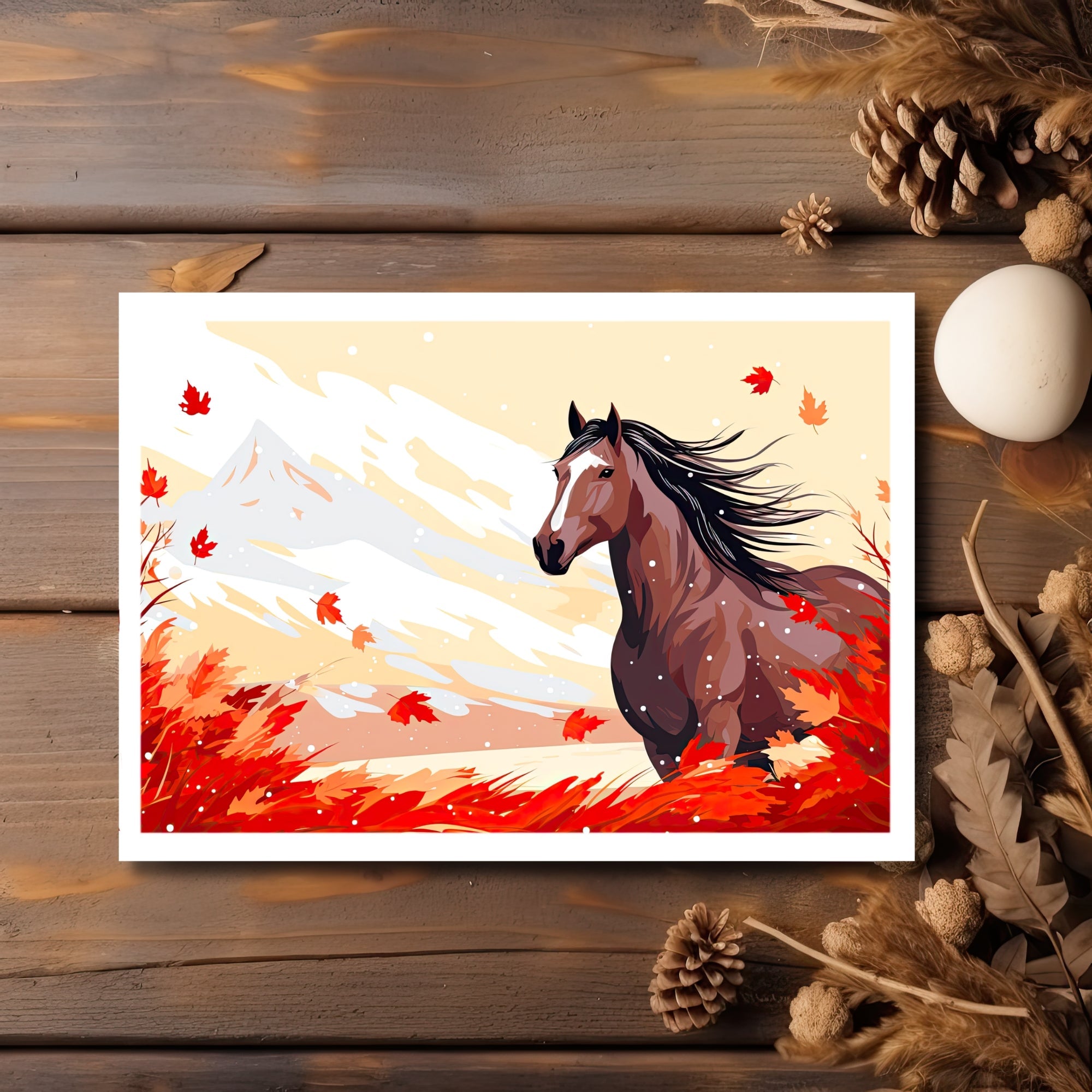 Fall Season Equestrian Greeting Card