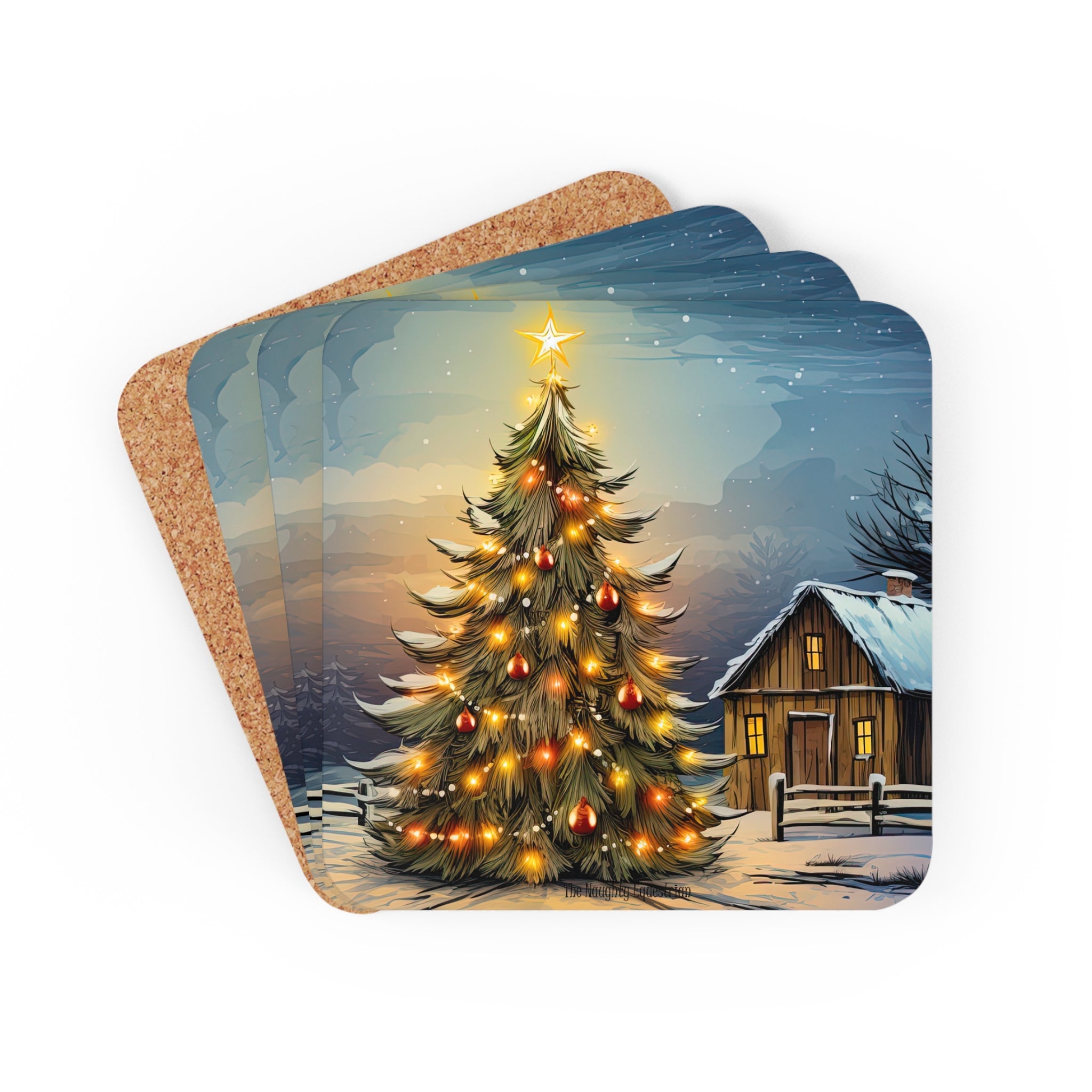 Farmhouse Holiday Christmas Coaster Set