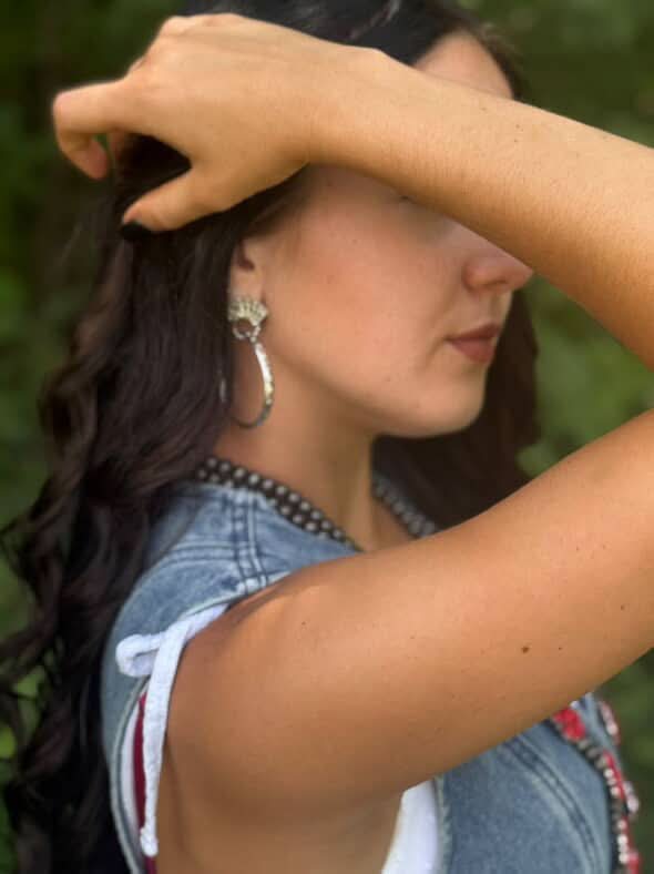 Faux Coral Long Squash Blossom Statement Necklace - 32 inch necklace
