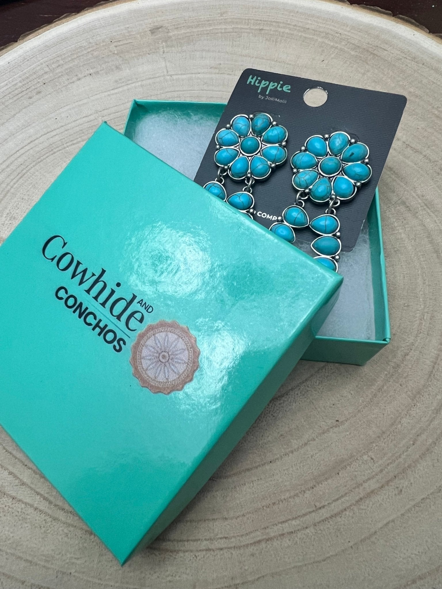 Faux Turquoise Cluster Post Earrings - 2 1/4 inch Statement Size