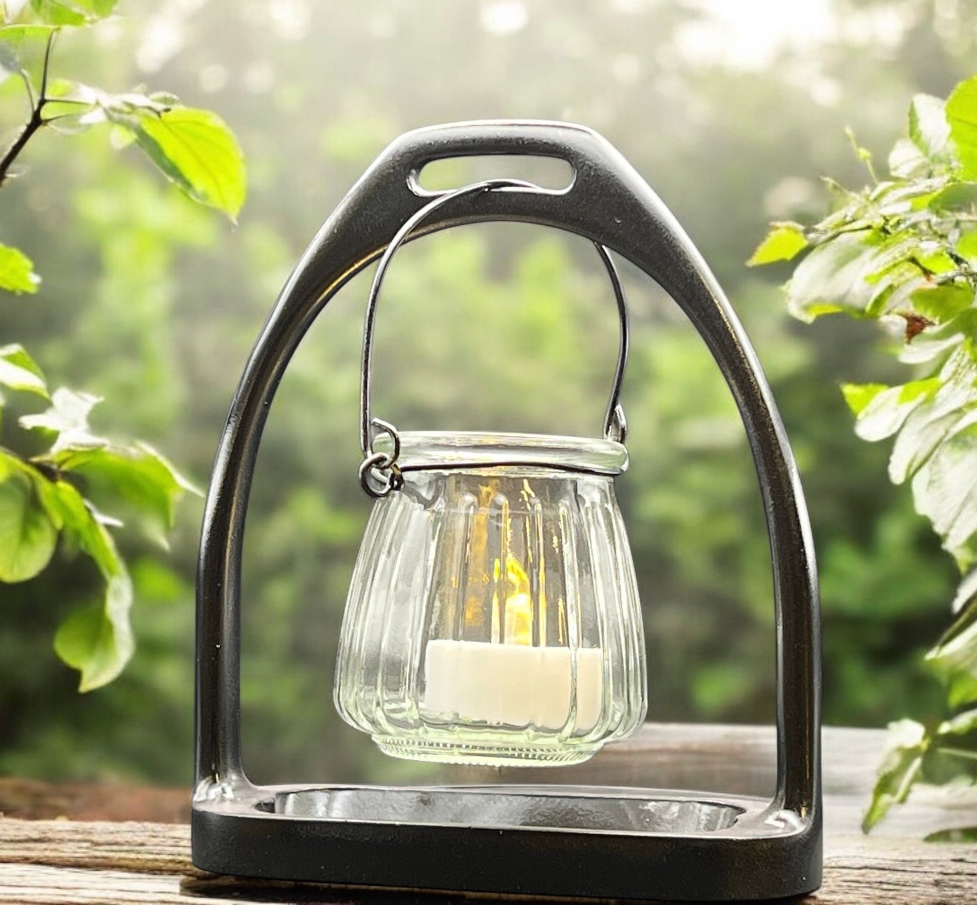 English Stirrup Candle Lights - Glossy Black
