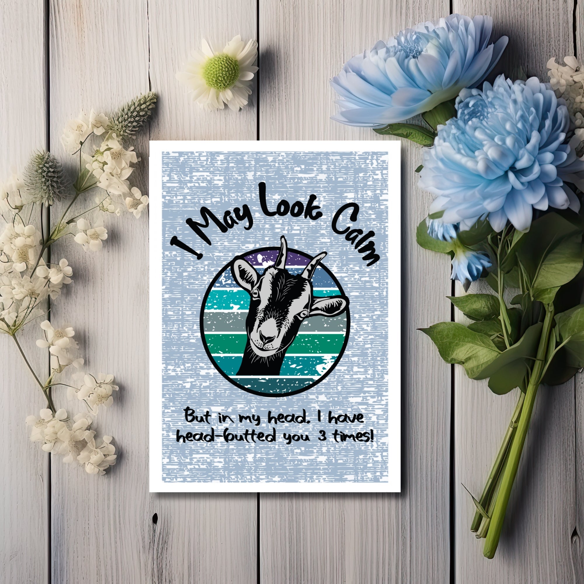Calm Goat Farm Animal Greeting Card