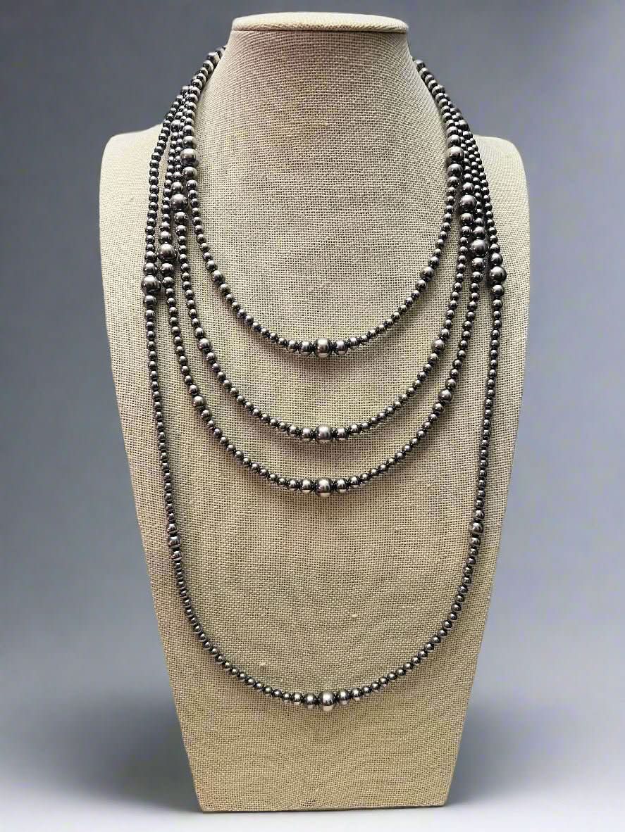 Graduated Sterling Pearl Necklace - 28 inch