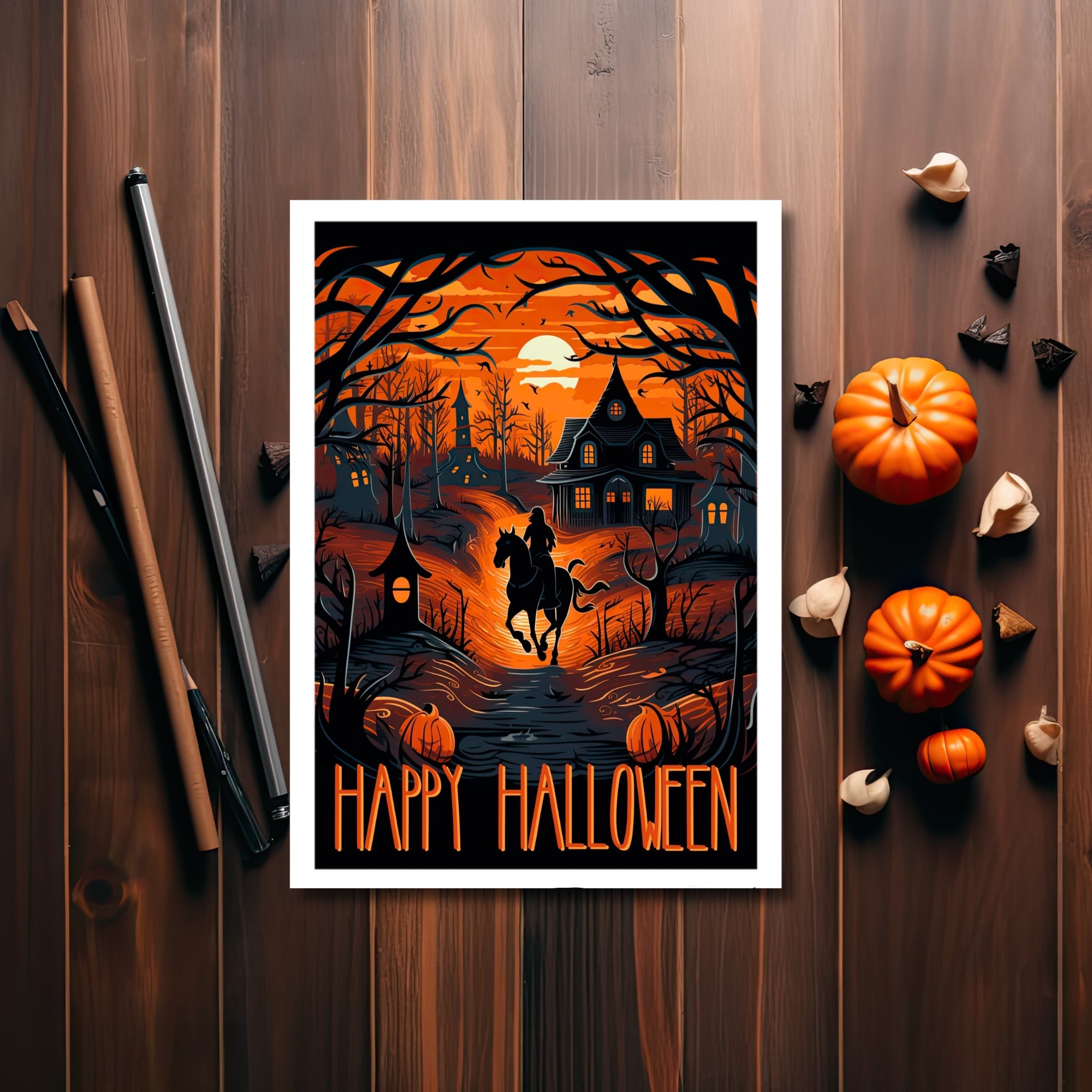 Dark Horseman Halloween Greeting Card